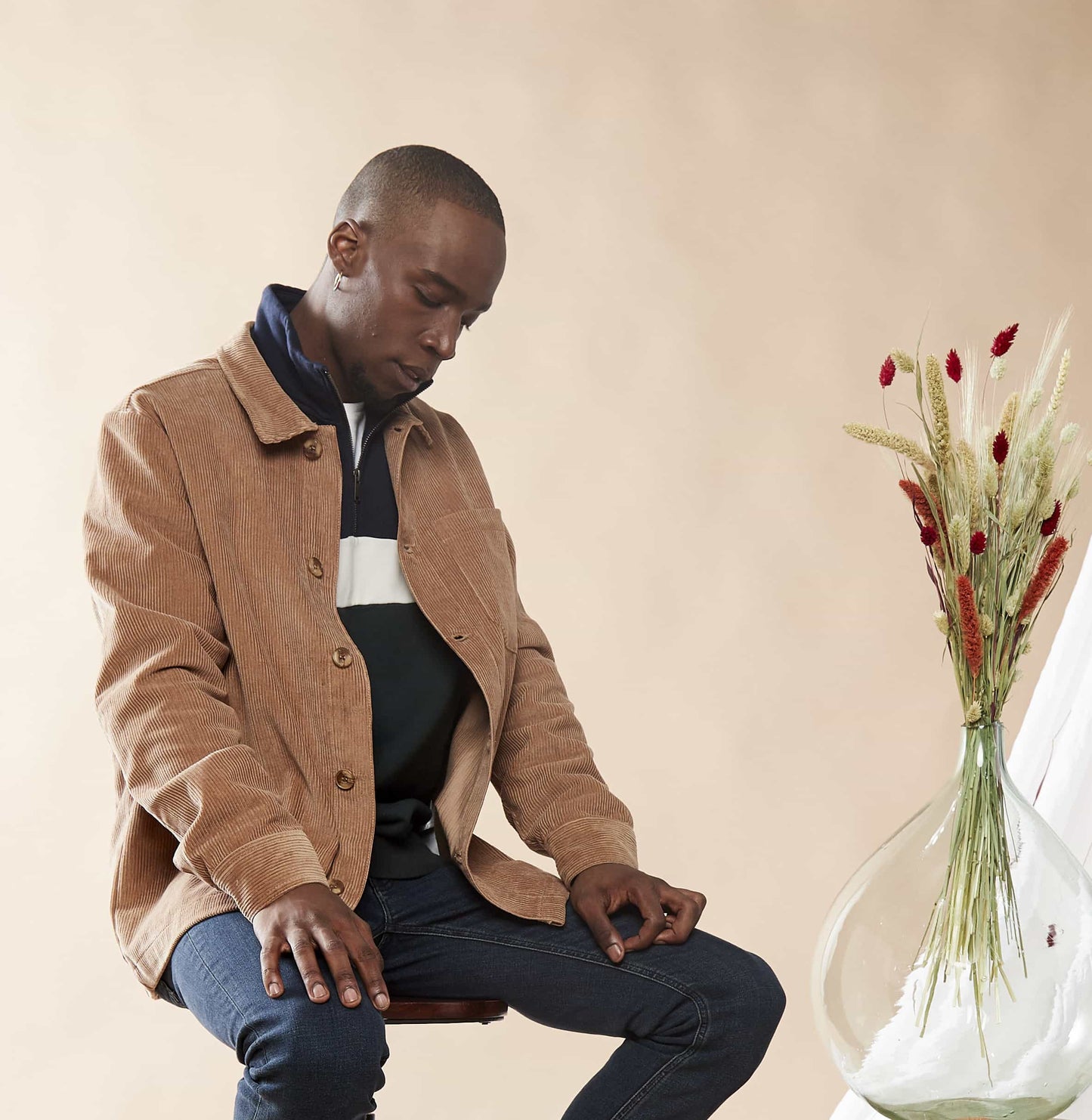 Veste velours beige en coton bio