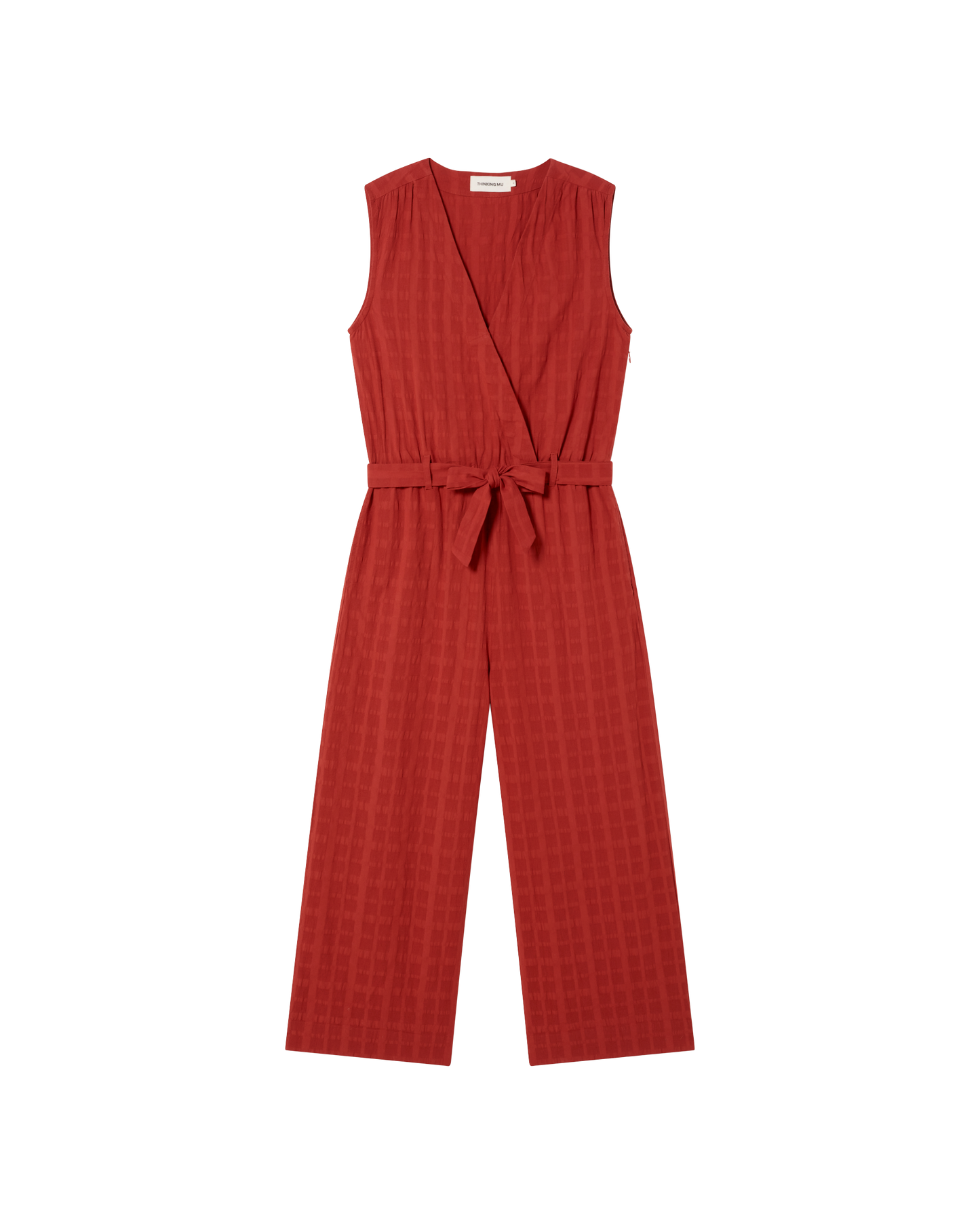 Combinaison en coton bio | Rouge orangé "orangered cuadrito winona jumpsuit"