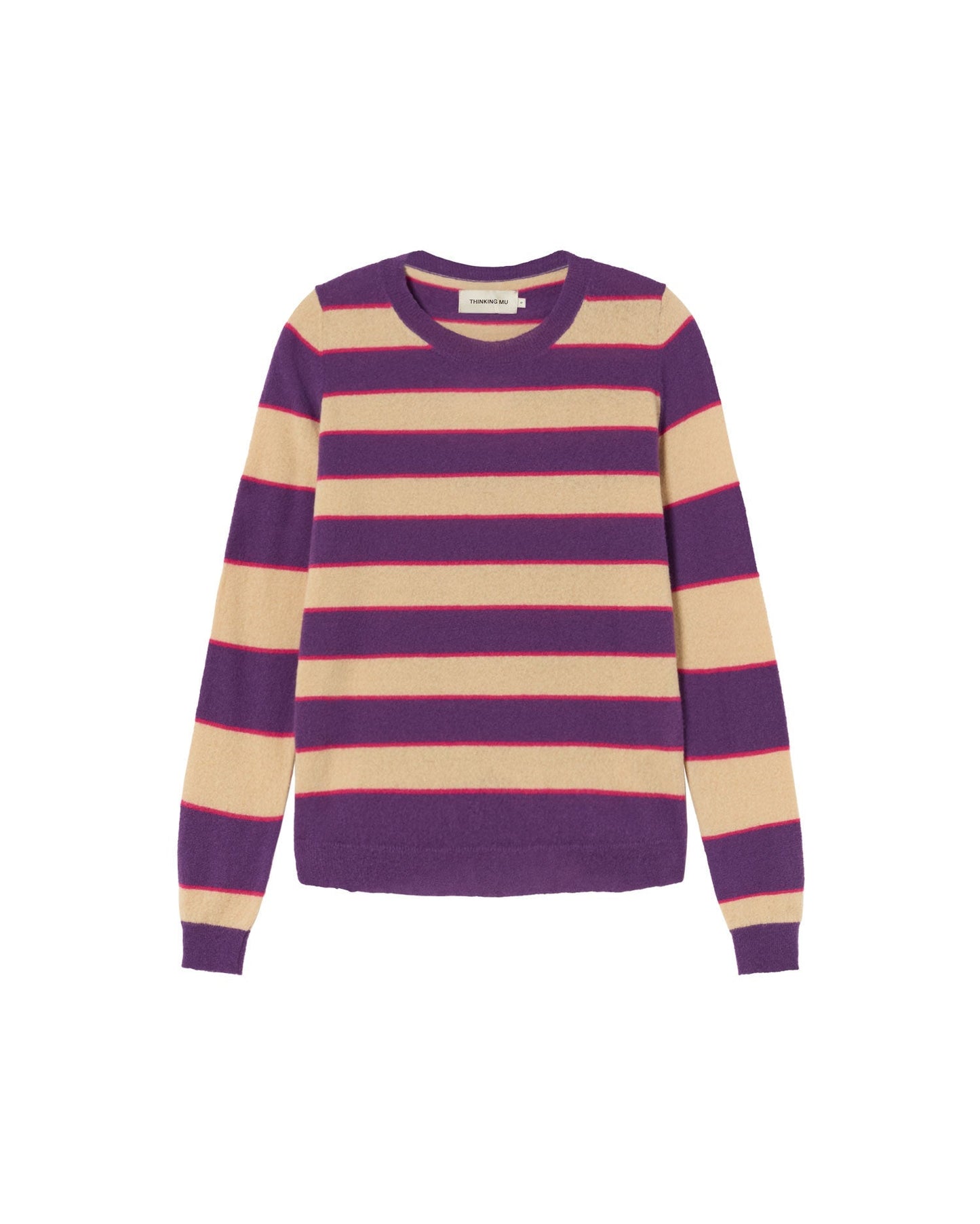 Pull en laine mérinos et matière recyclée | Rayé violet "violet stripes zoe knitted sweater"