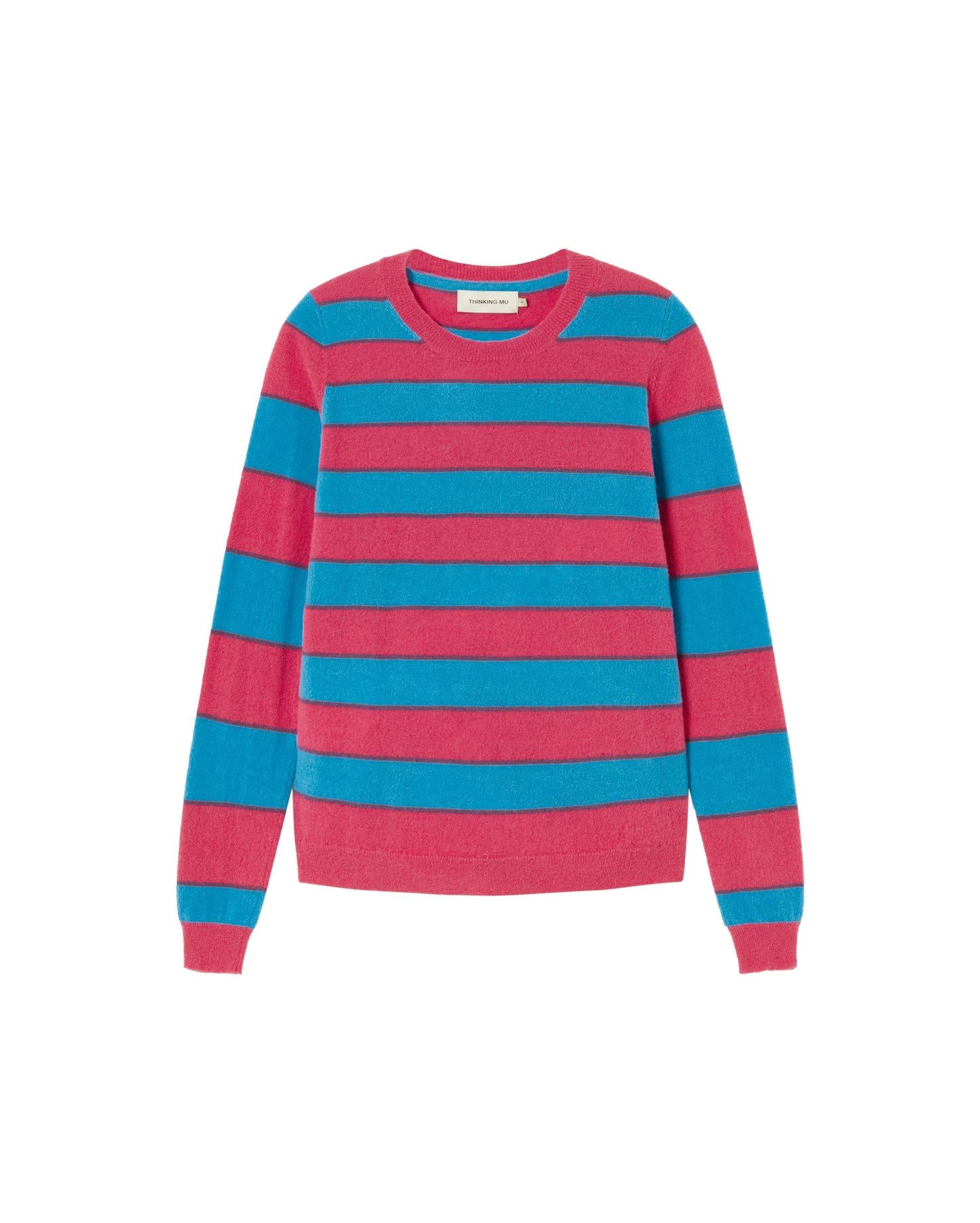 Pull en laine mérinos et matière recyclée | Rayé bleu "blue stripes zoe knitted sweater"