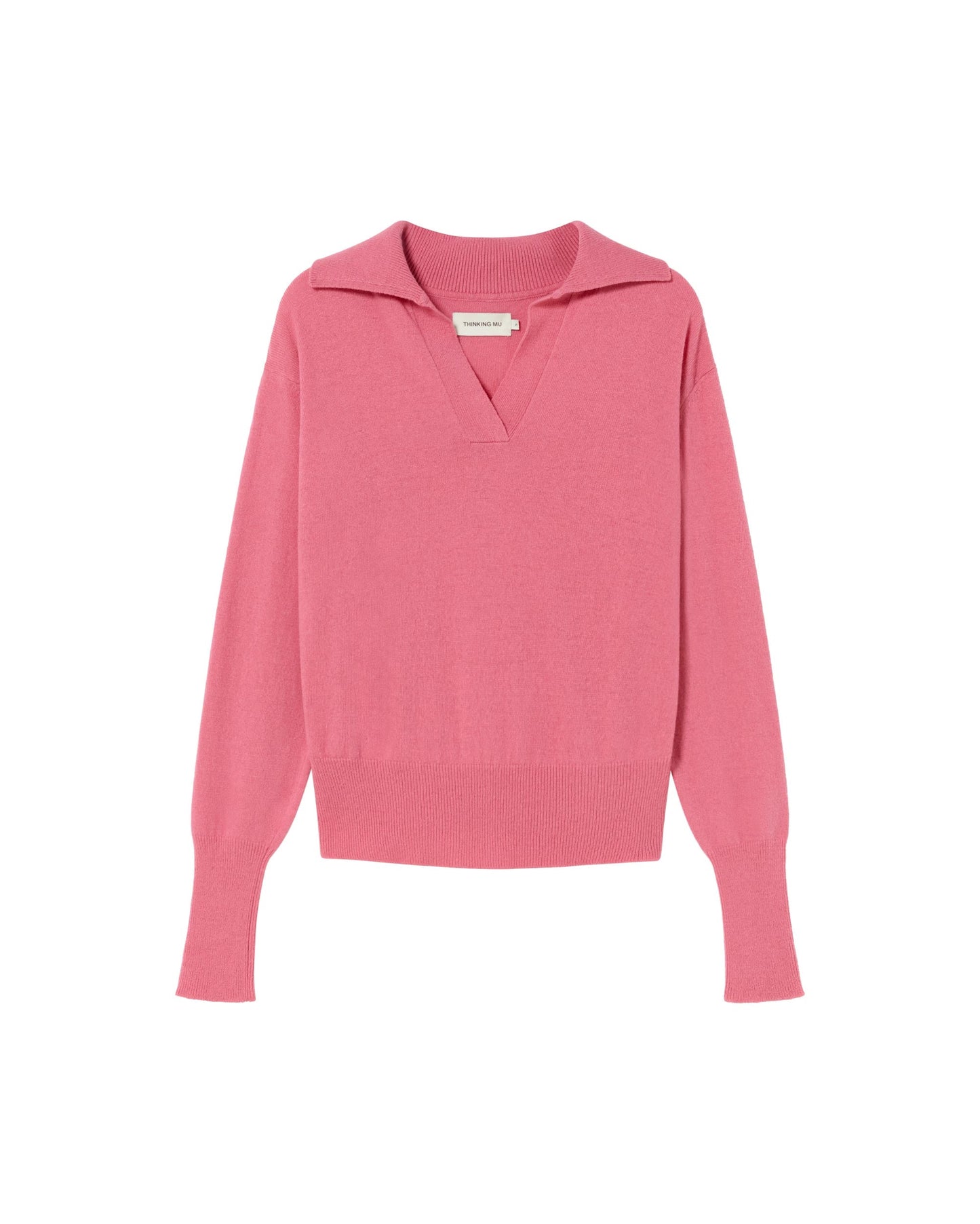 Pull col v en laine recyclée | rose "fuscia trash sheena knitted sweater"