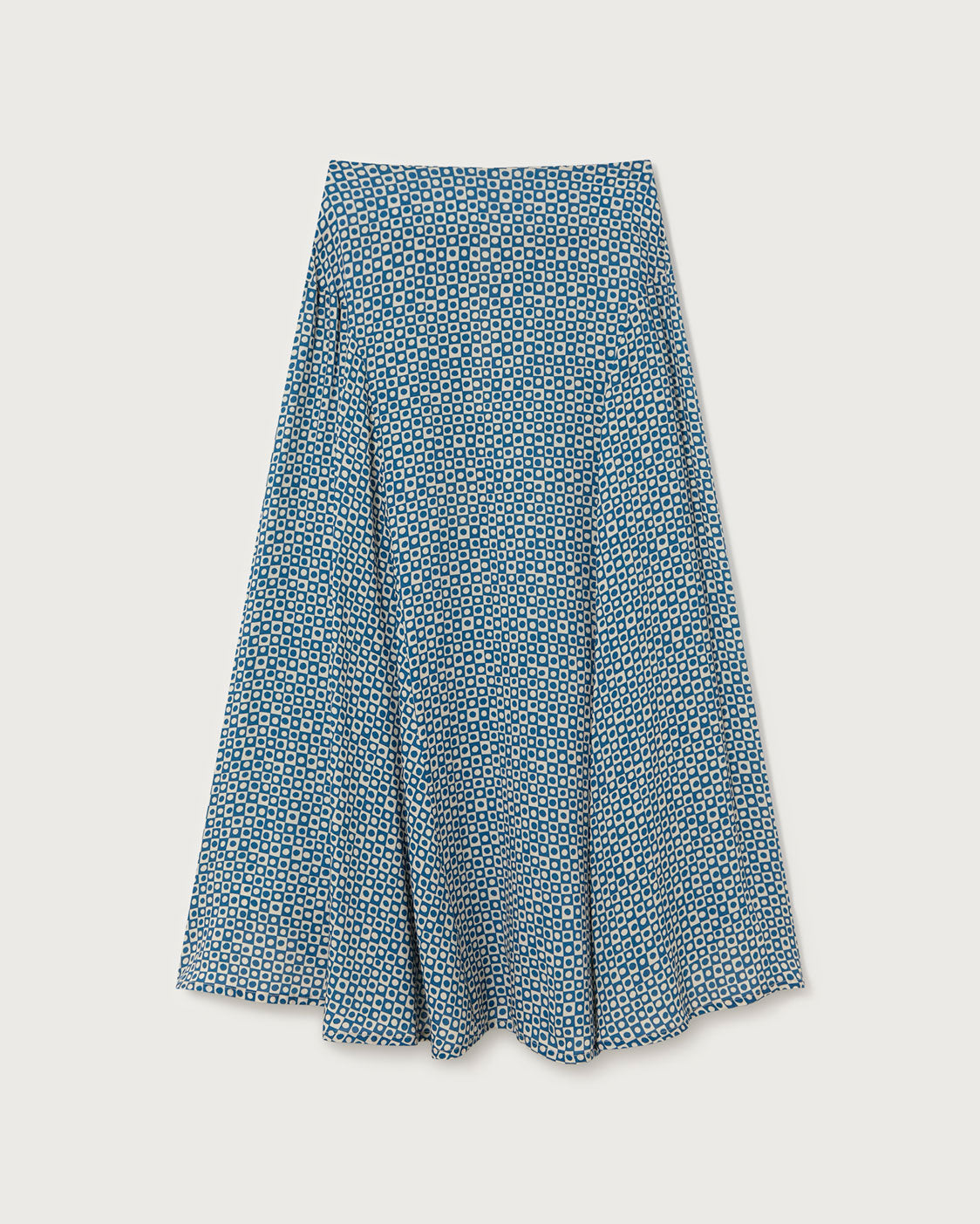 Jupe mi-longue bleue à motifs en ecovero - blue small spots amelie skirt