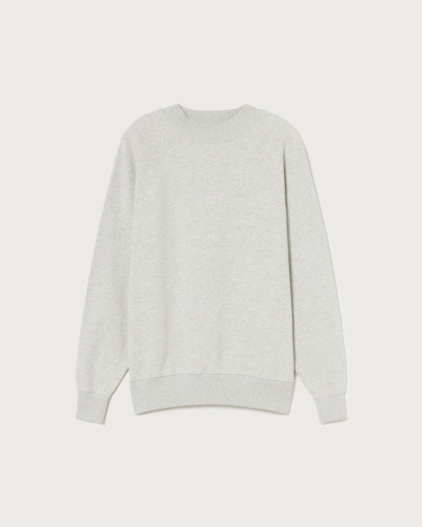 Sweat brodé en coton bio | gris "here comes the sun grey sweat"
