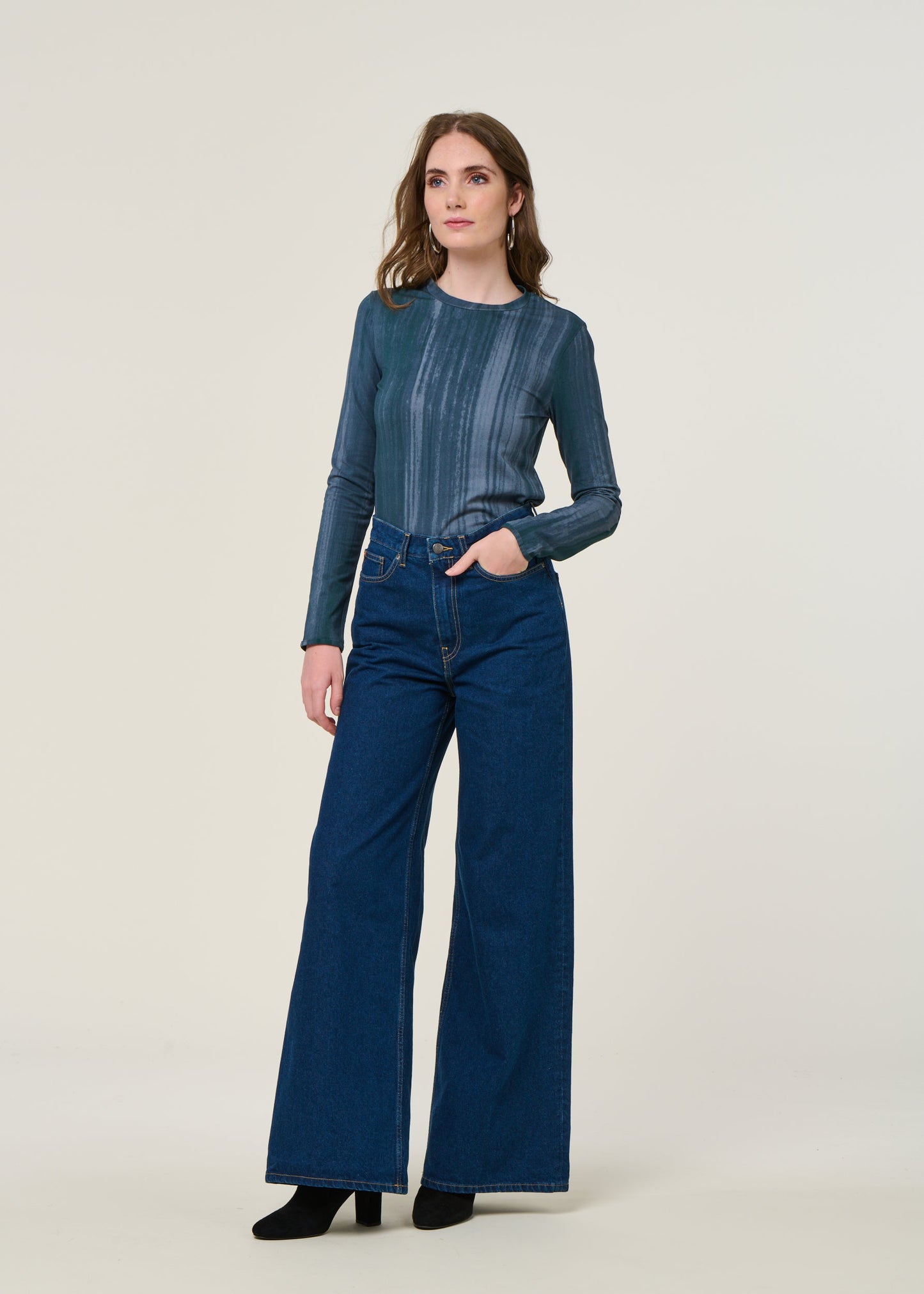T-shirt manches longues en coton bio | bleu "ombre blue brisa top - multicolor"