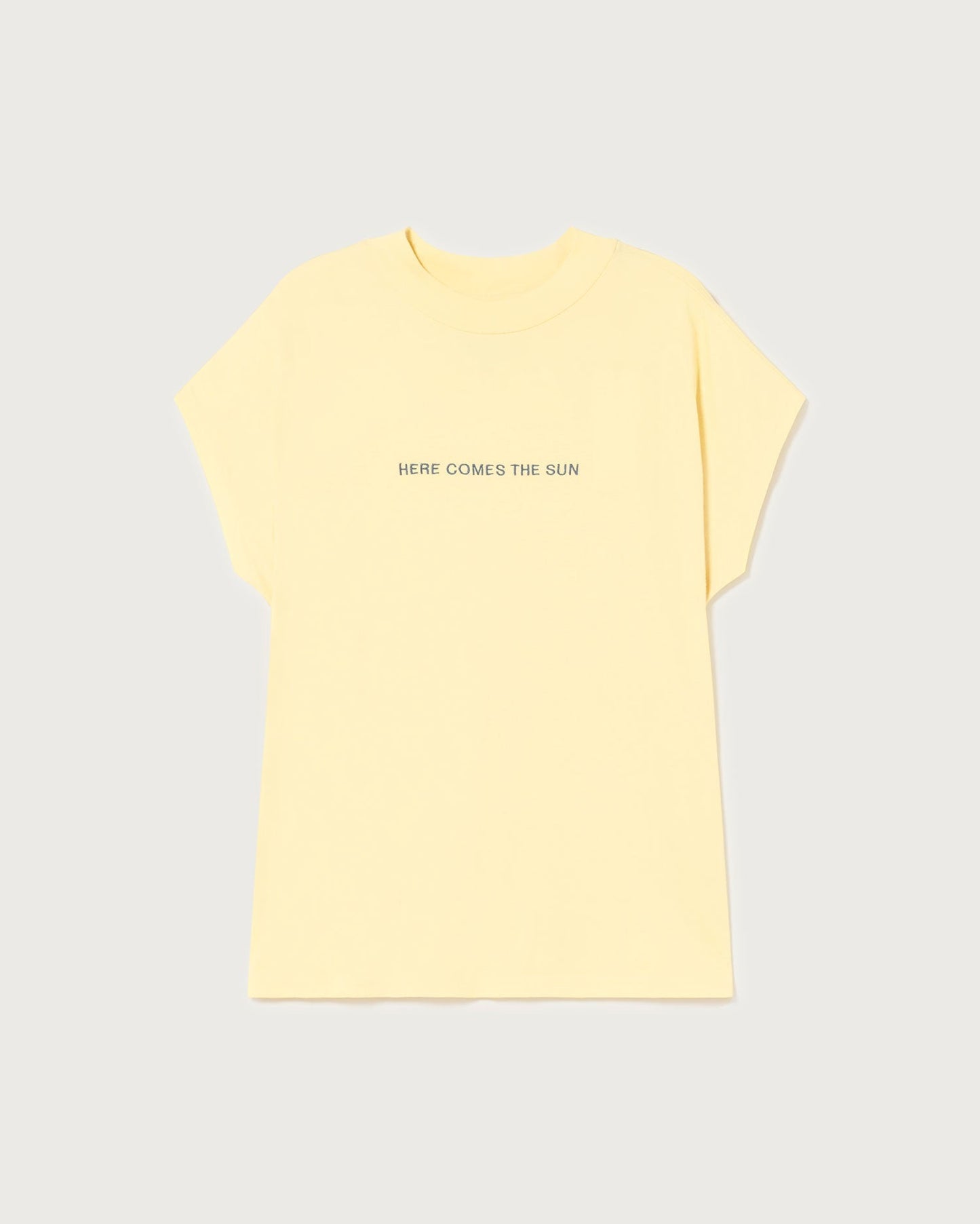 T-shirt brodé en coton bio | Jaune "here comes the sun lemon t-shirt"