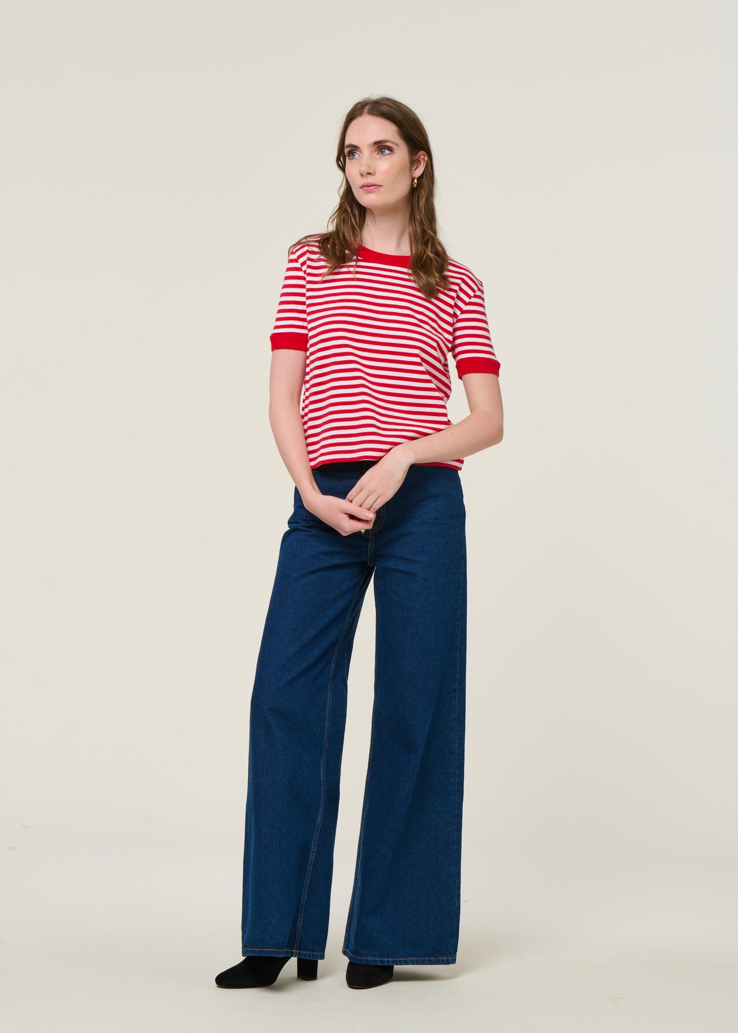 T-shirt rayé en coton biologique | rouge "willy stripes zowi r tee - red"