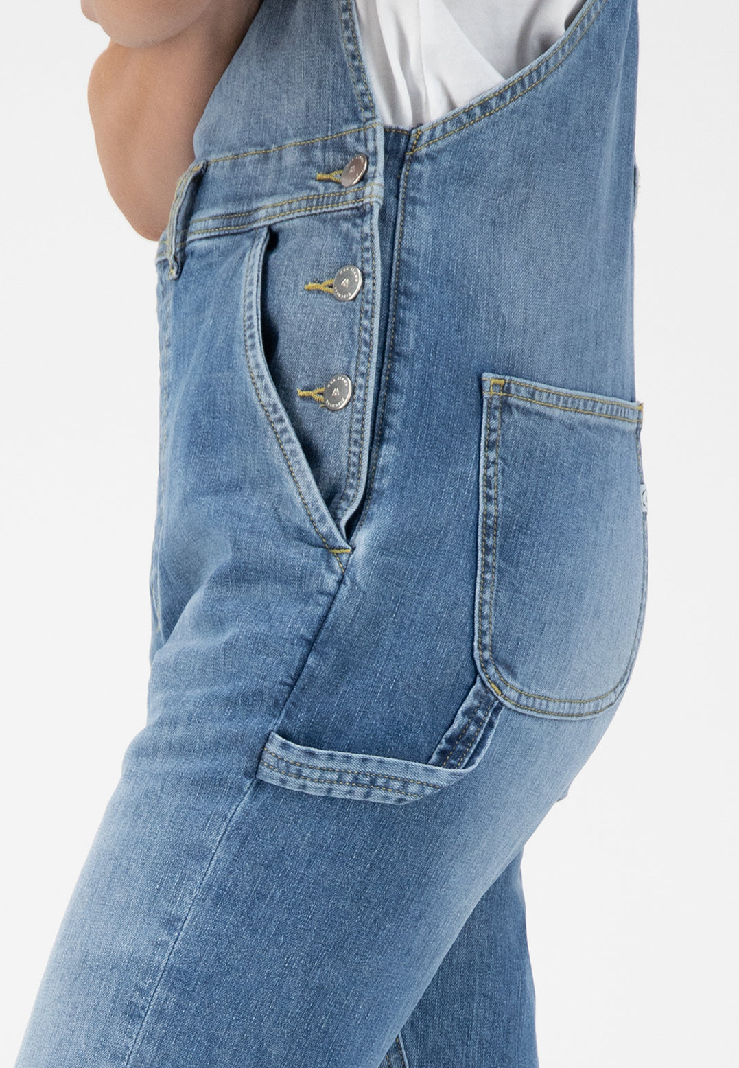 Salopette bleu clair en coton bio et recyclé - jenn dungaree old stone