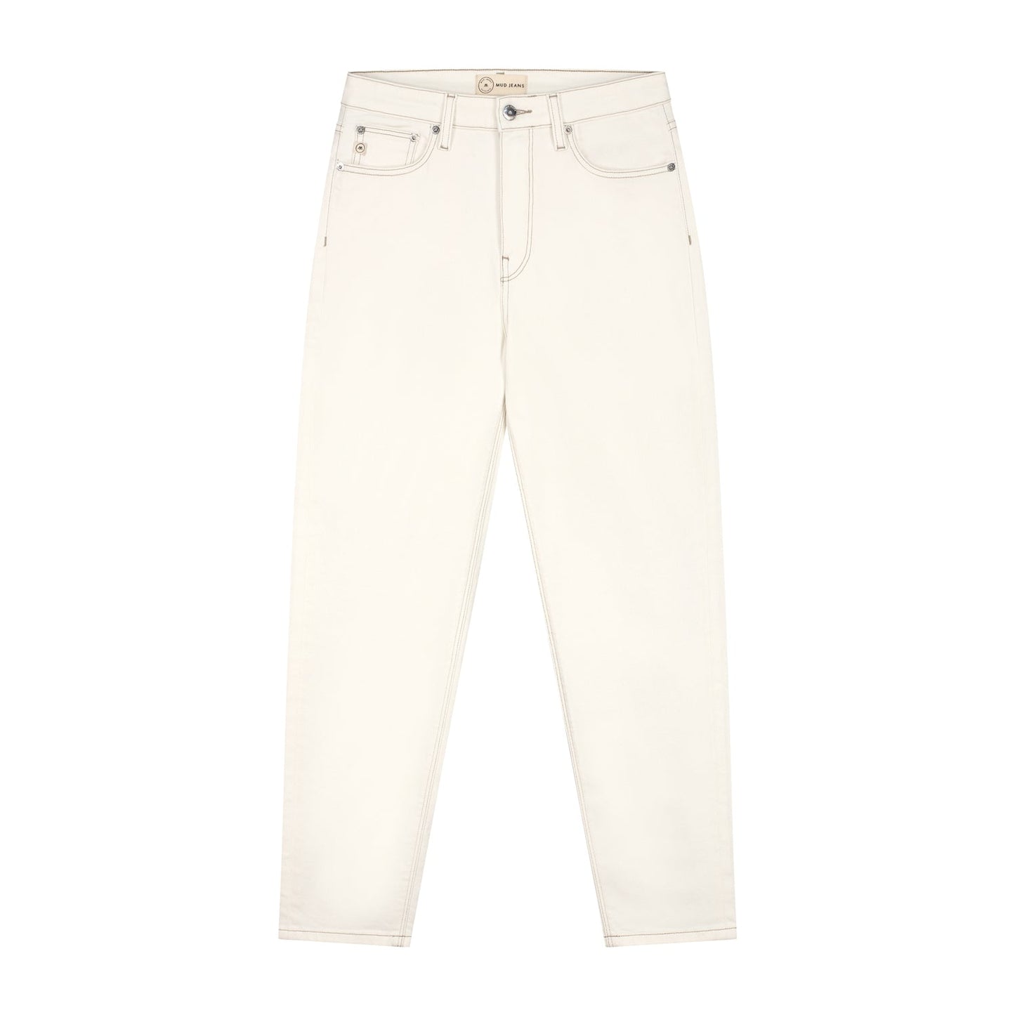 Jean mom blanc en coton bio et recyclé - Mams Stretch Tapered Off white