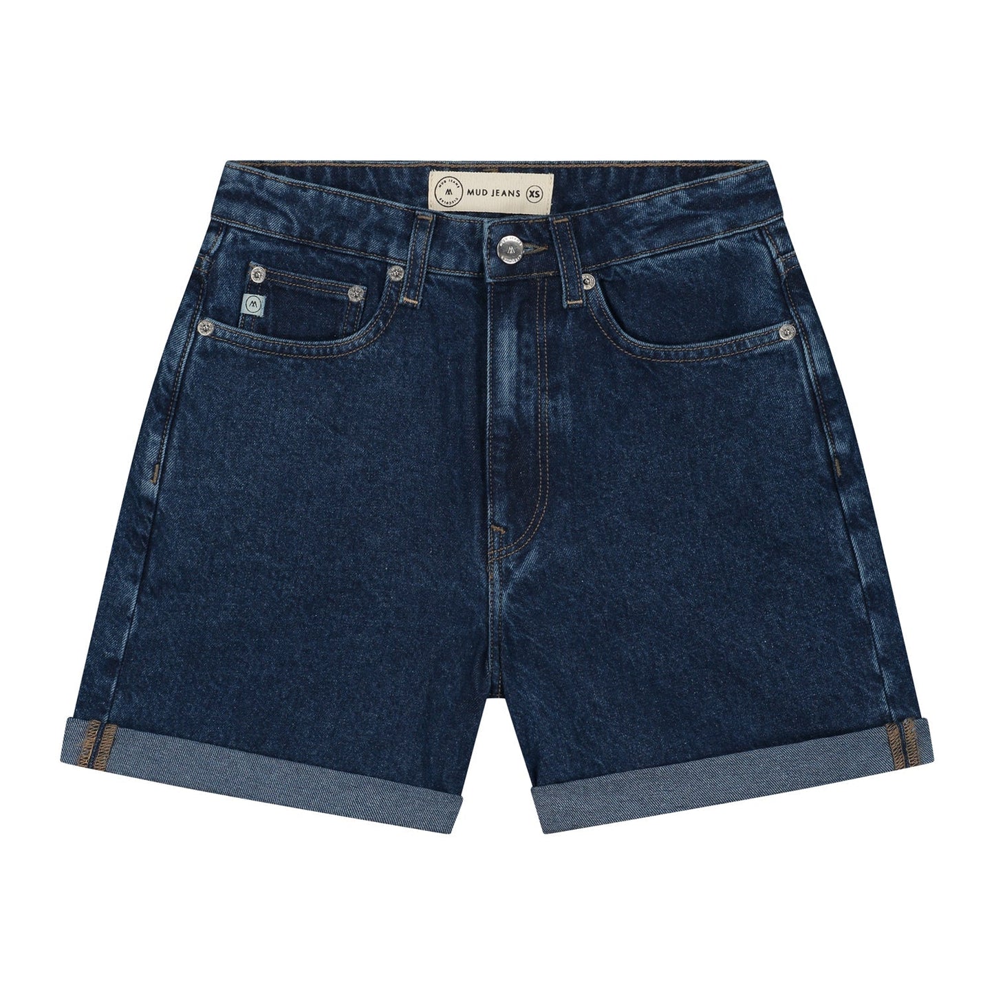 Short en coton recyclé et bio | Bleu indigo "marilyn short stone indigo