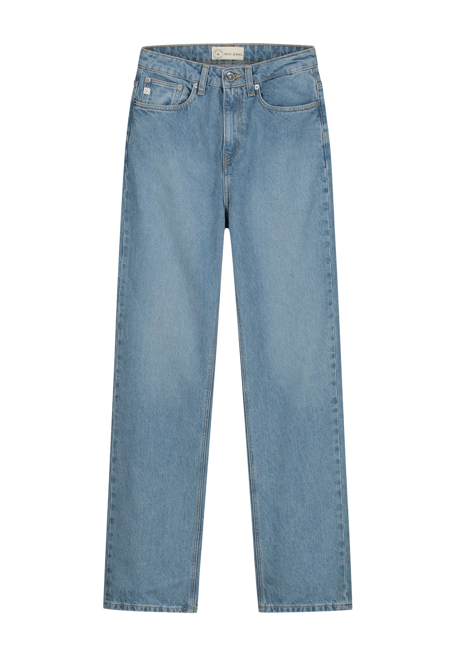 Jean droit en coton bio et coton recyclé | bleu clair "Relax Rose heavy stone"