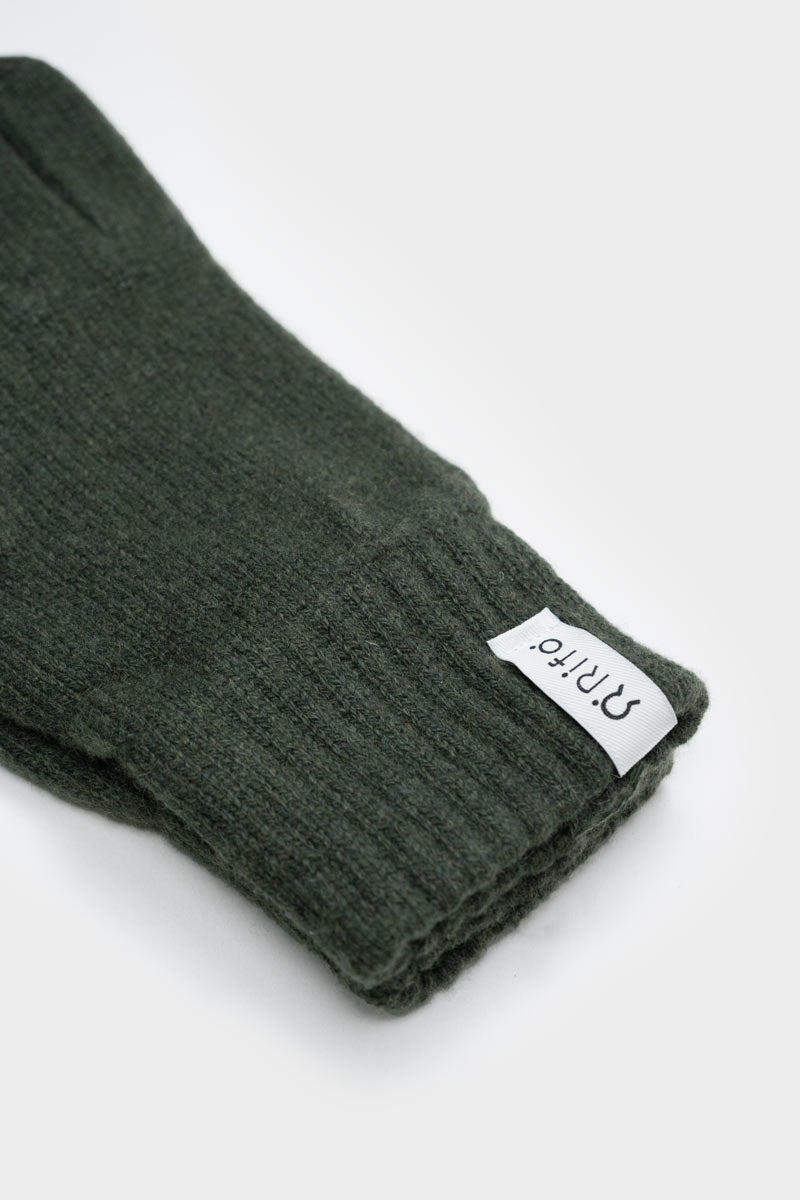 Gants femme en cachemire recyclé | kaki "guanti anita verde foresta"