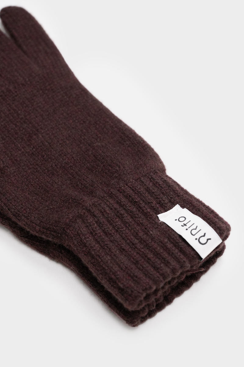 Gants femme en cachemire recyclé | marron "guanti anita brown caffè"