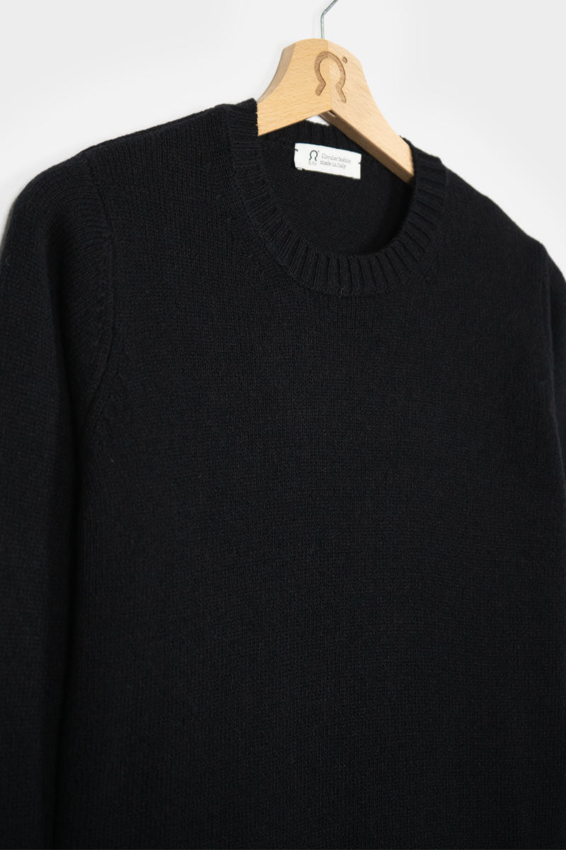 Pull col rond en laine recyclée | noir "maglia laura nero ardesia"