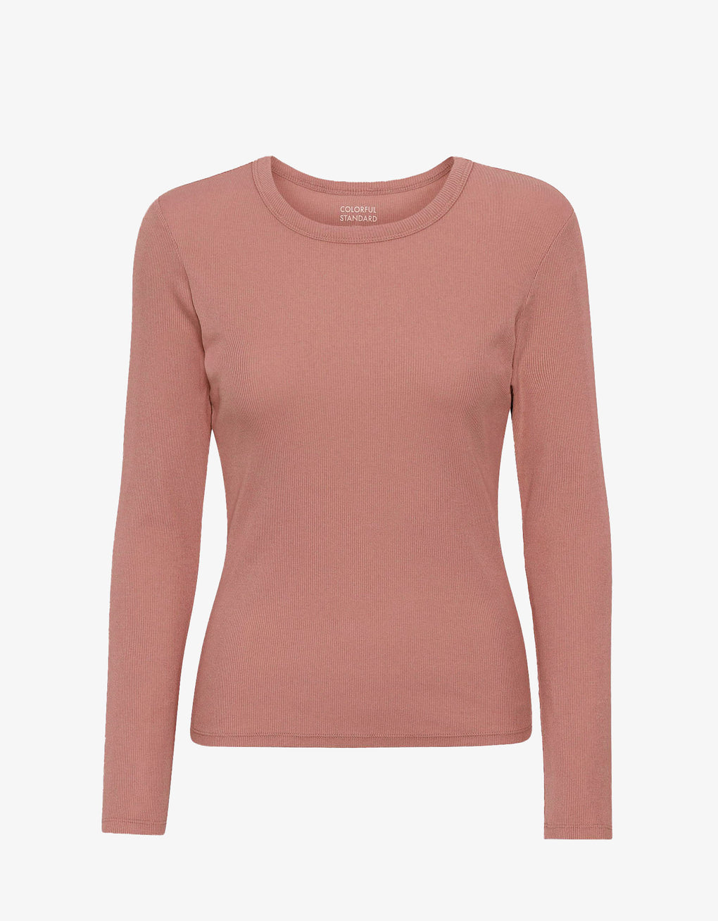 T-shirt manches longues côtelé en coton bio | vieux rose "rosewood mist"