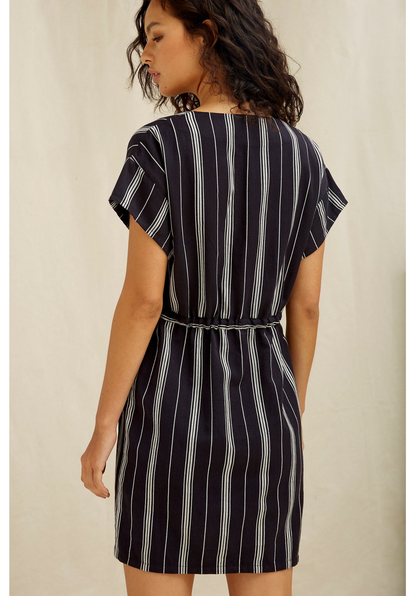 Robe rayée marine en coton bio - Tess