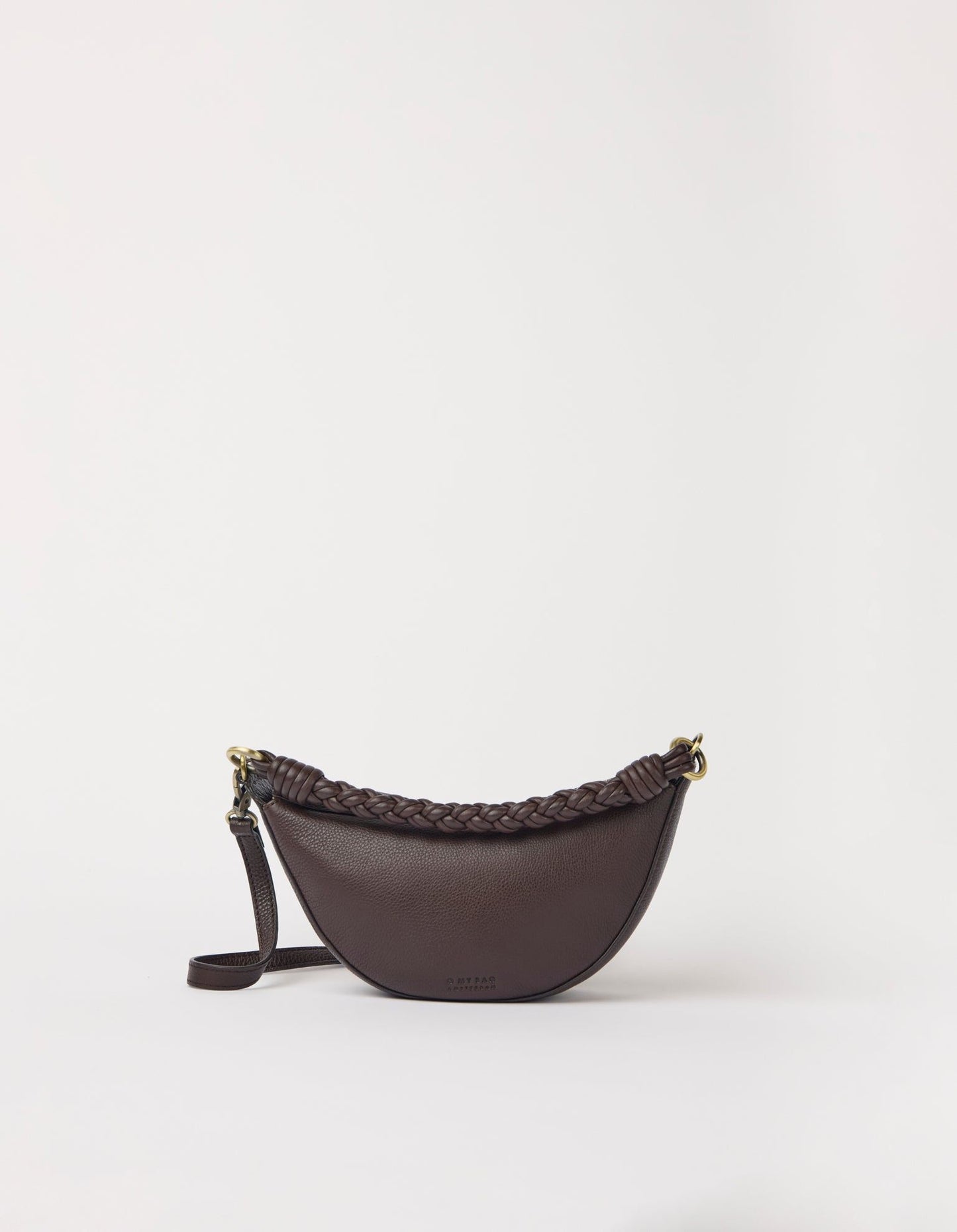 Sac à en cuir certifié | chocolate "leo mini - chocolate soft grain (twisted handle)" | Black soft grain