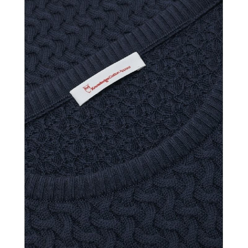 Pull col rond bleu nuit en coton bio - Field
