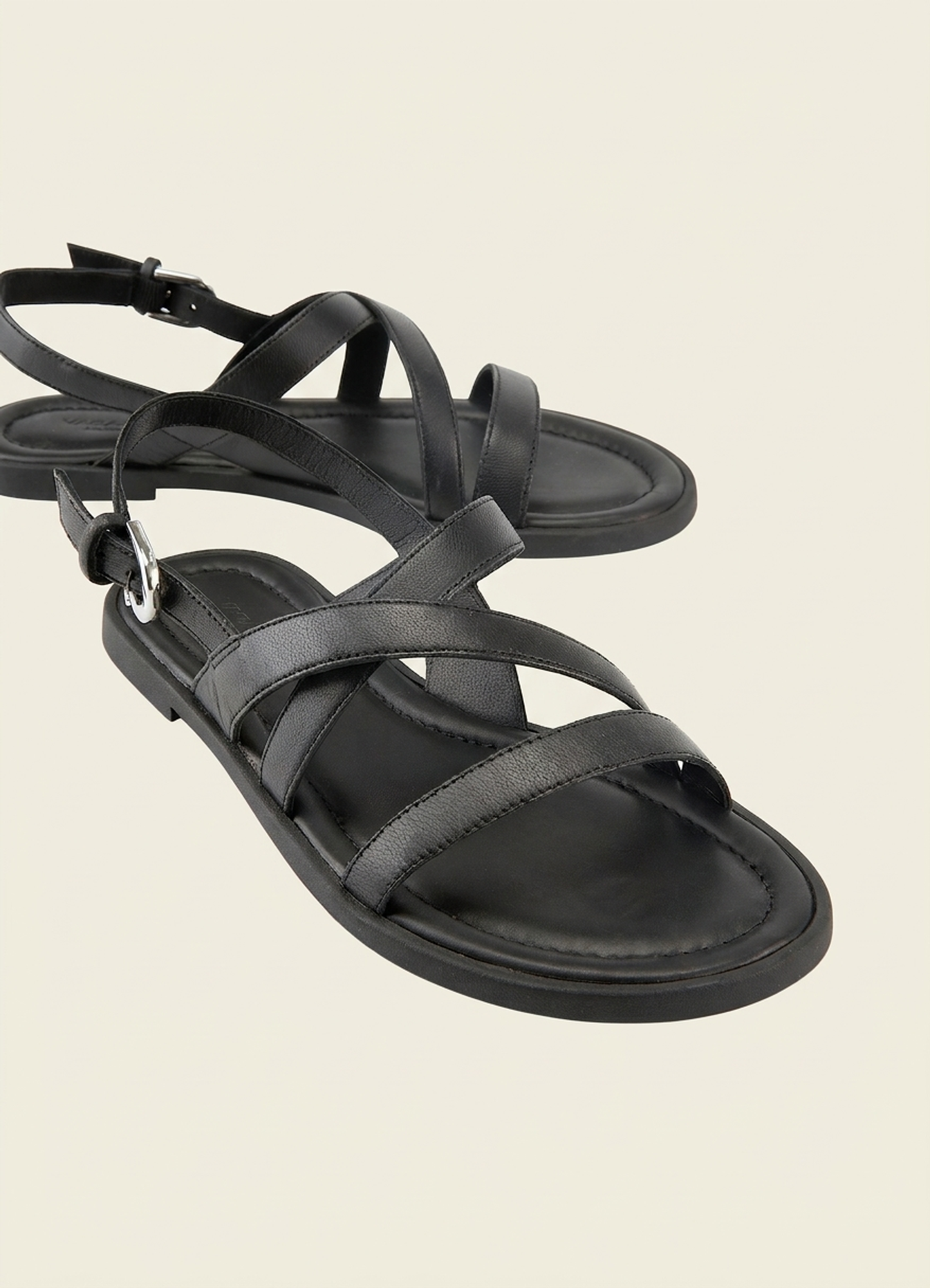 Sandales en cuir certifié | noir "Zaida black - black" | Black