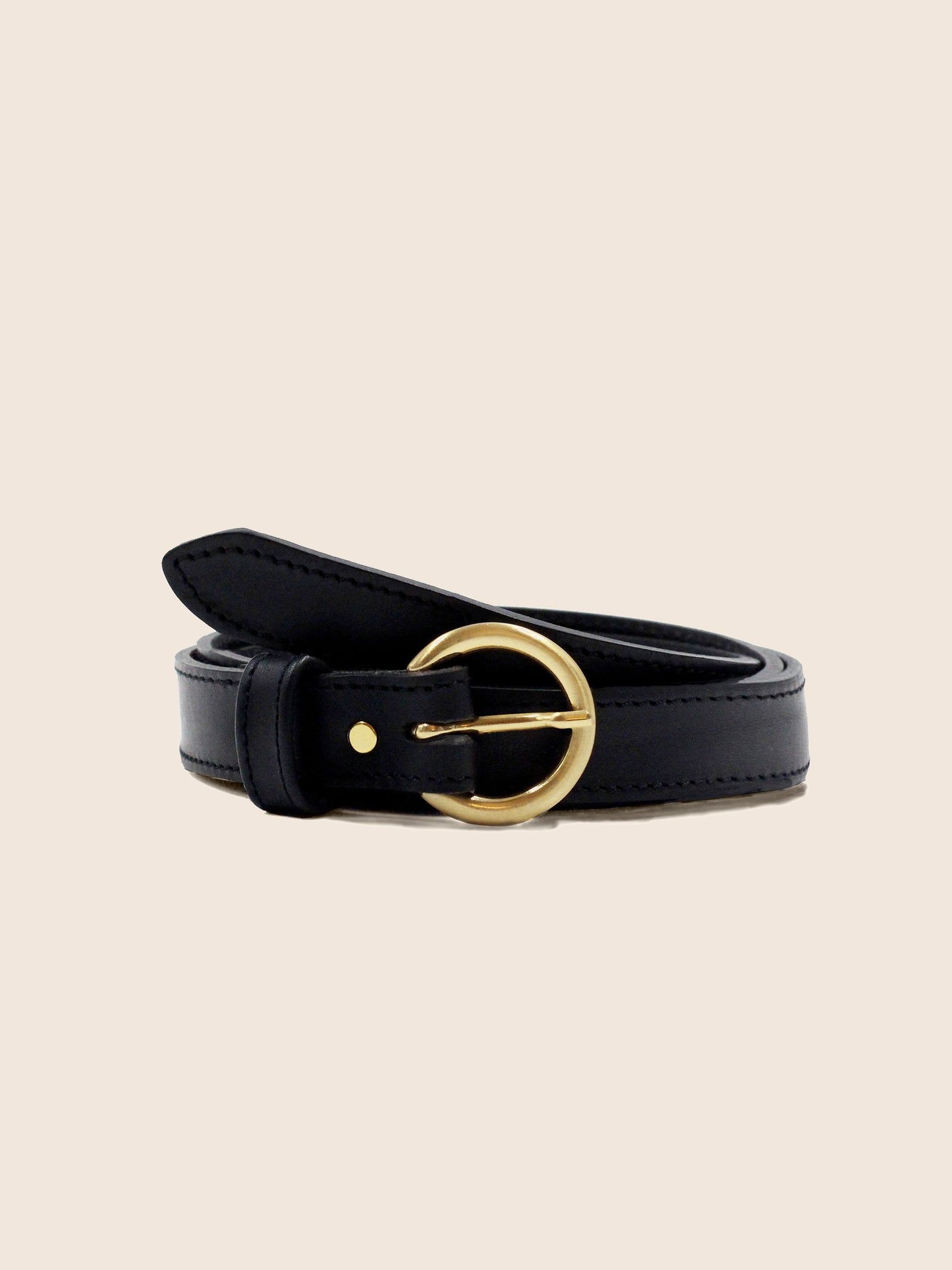 Ceinture en cuir certifié à tannage végétal | noir "boucle d'or" | Black