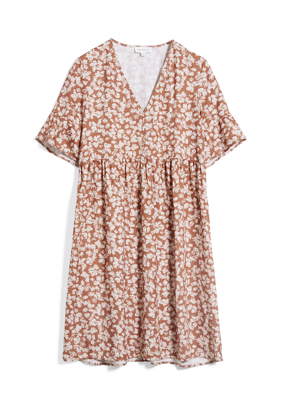 Robe courte marron fleurie en lenzing - AAINO STRAW FLOWER