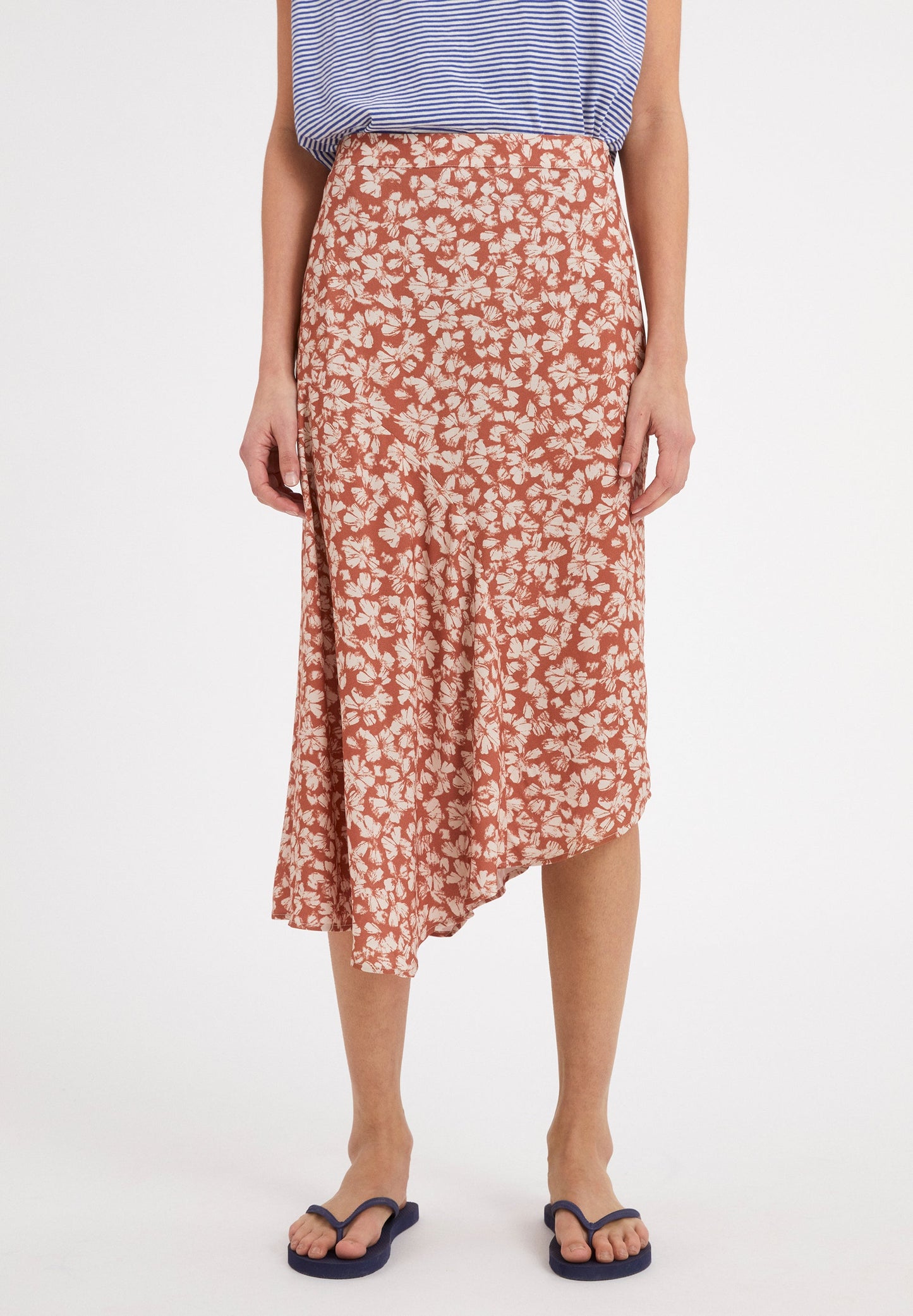 Jupe midi fleurie en tencel - AASY STRAW FLOWER