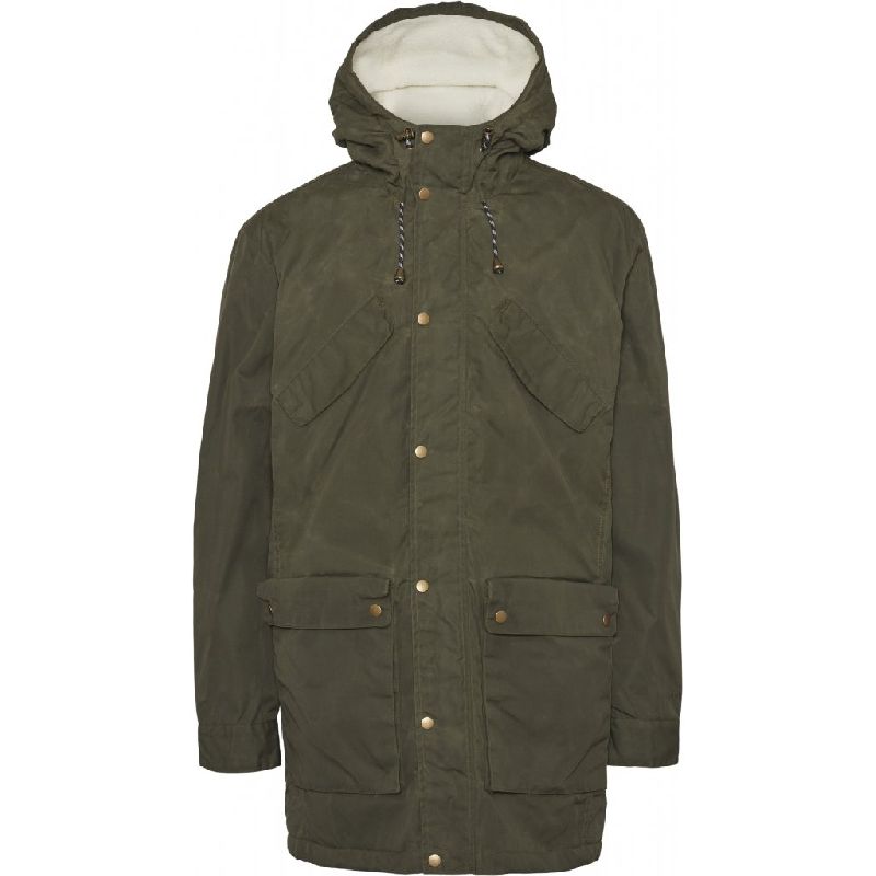 Manteau waxé vert kaki en polyester recyclé et coton bio - Nordic Legacy