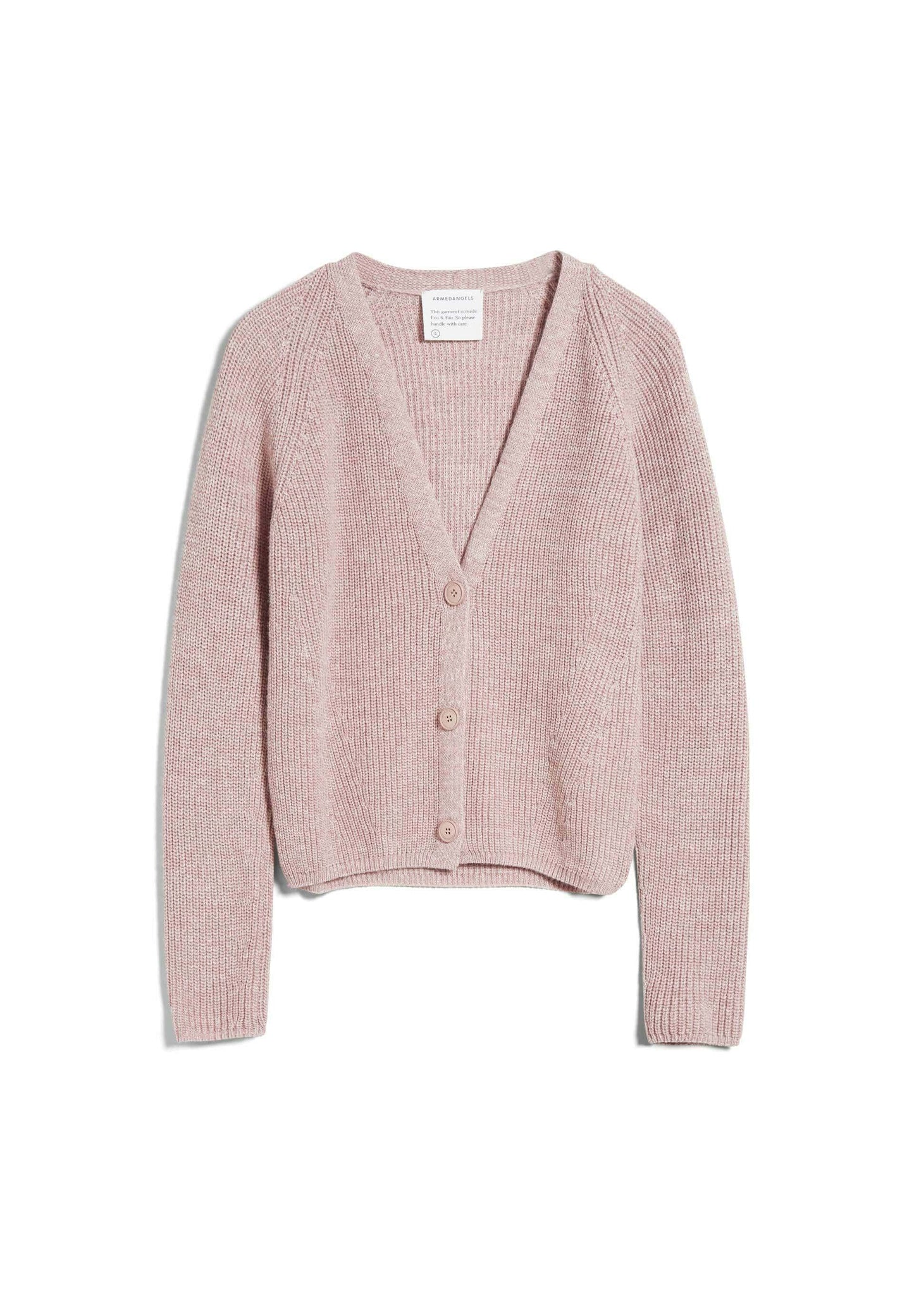 Gilet rose clair en coton bio - ADRIAANE kinoko melange oatmilk