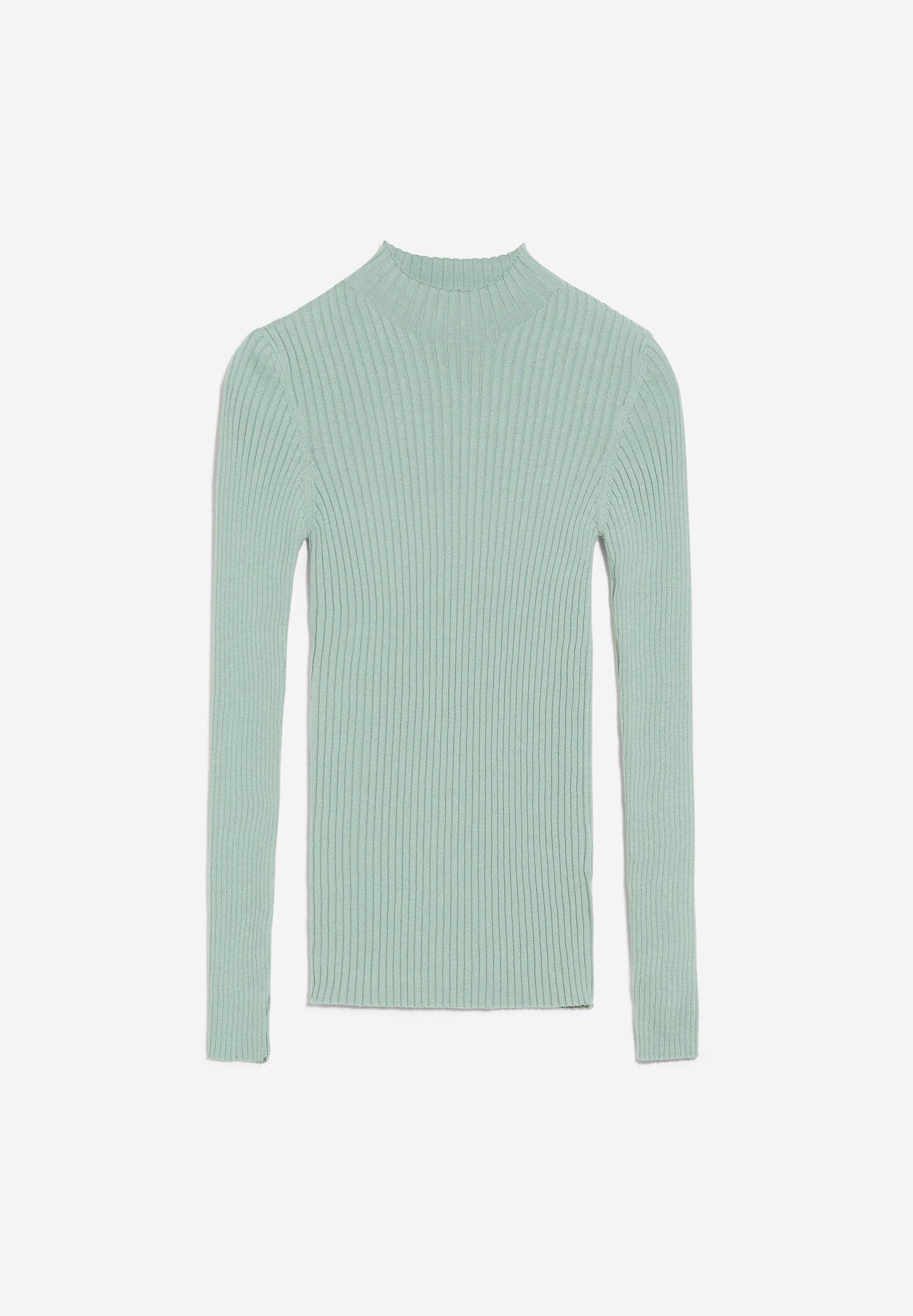 Sous-pull côtelé vert menthe en coton bio - alaani lint