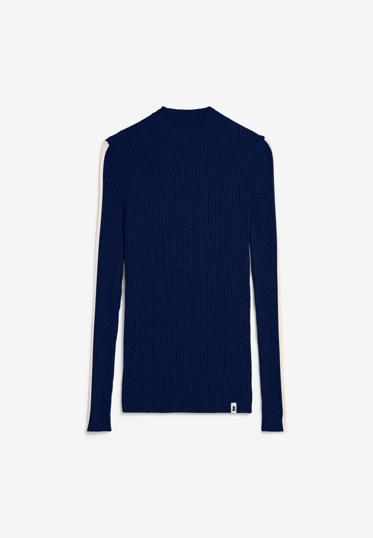 Pull côtelé bicolore en coton bio | marine "alaania club stripe deep sea blue"