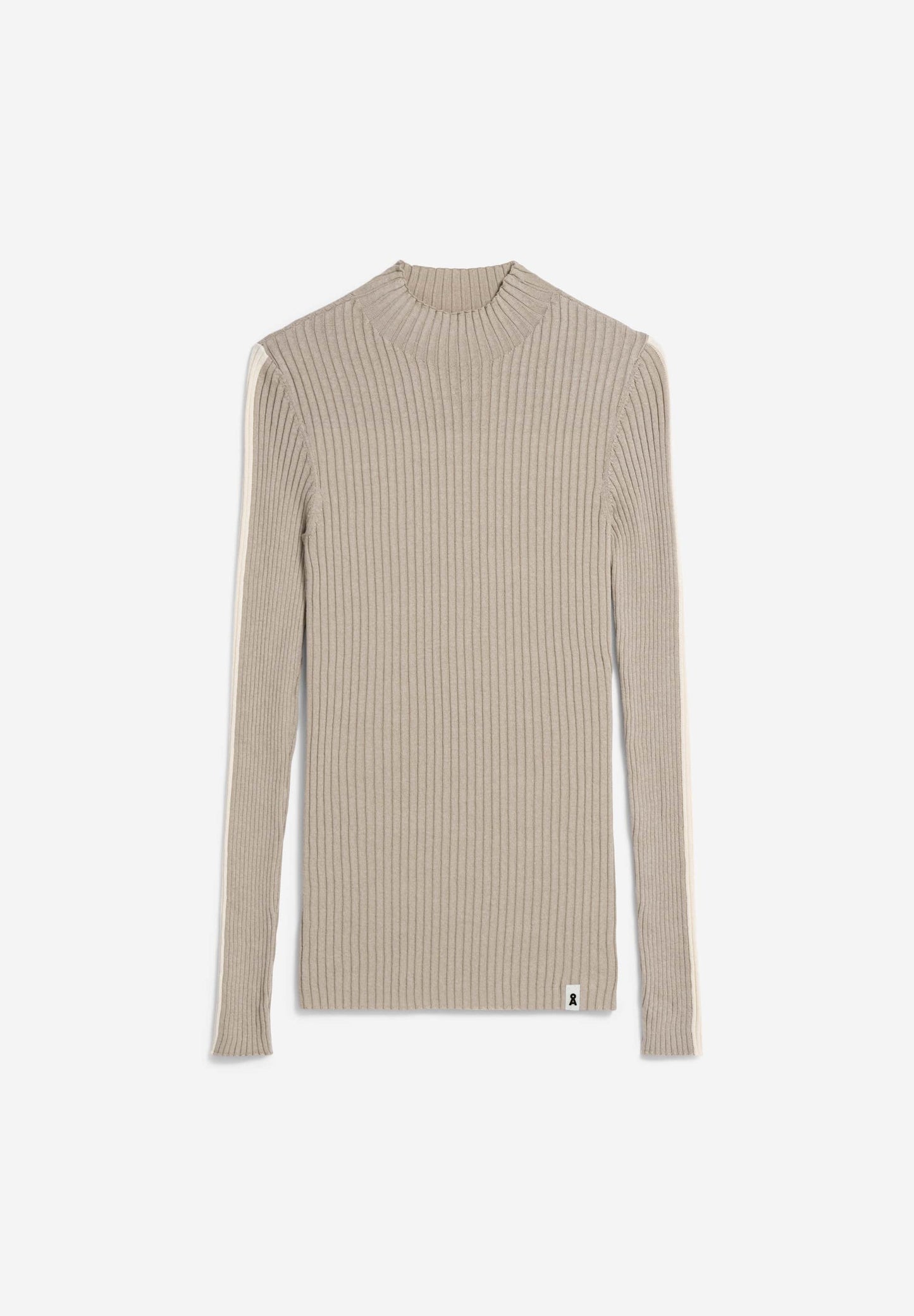 sous-Pull côtelé bicolore en coton bio | beige "alaania club stripe - sand stone-oatmilk"