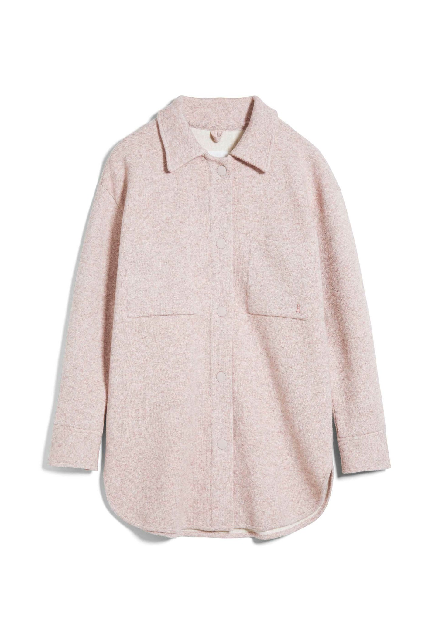 Veste molletonnée rose en coton et laine bio - almaraa kinoko melange-oatmilk