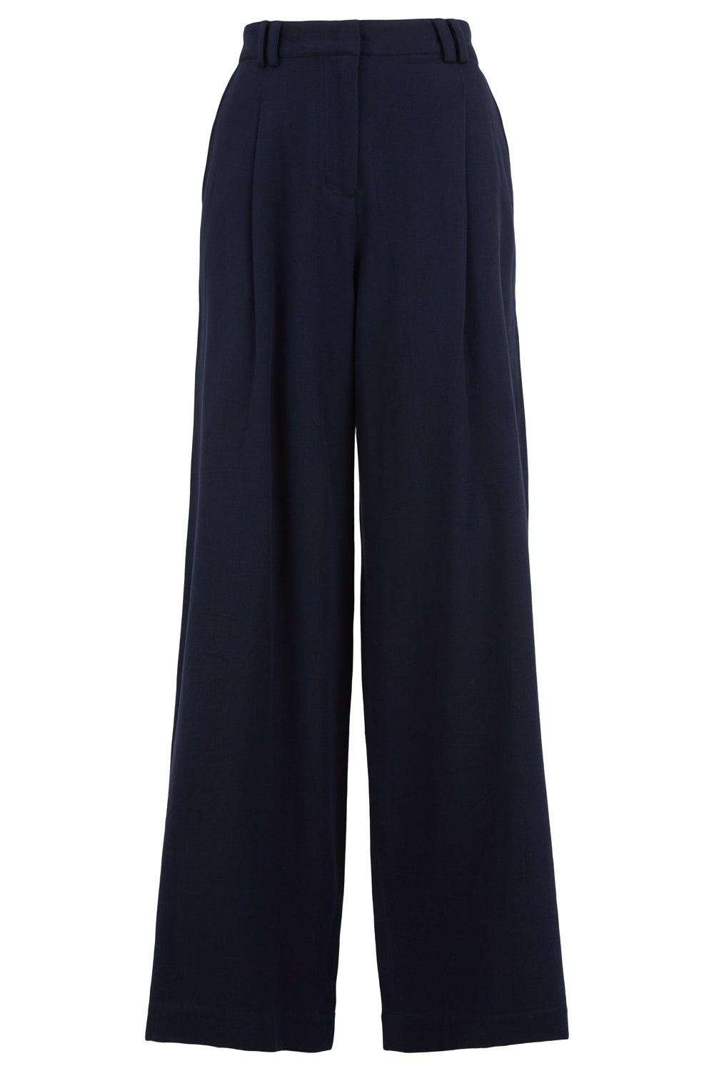 Pantalon à pinces ample marine en coton bio - amita trousers navy