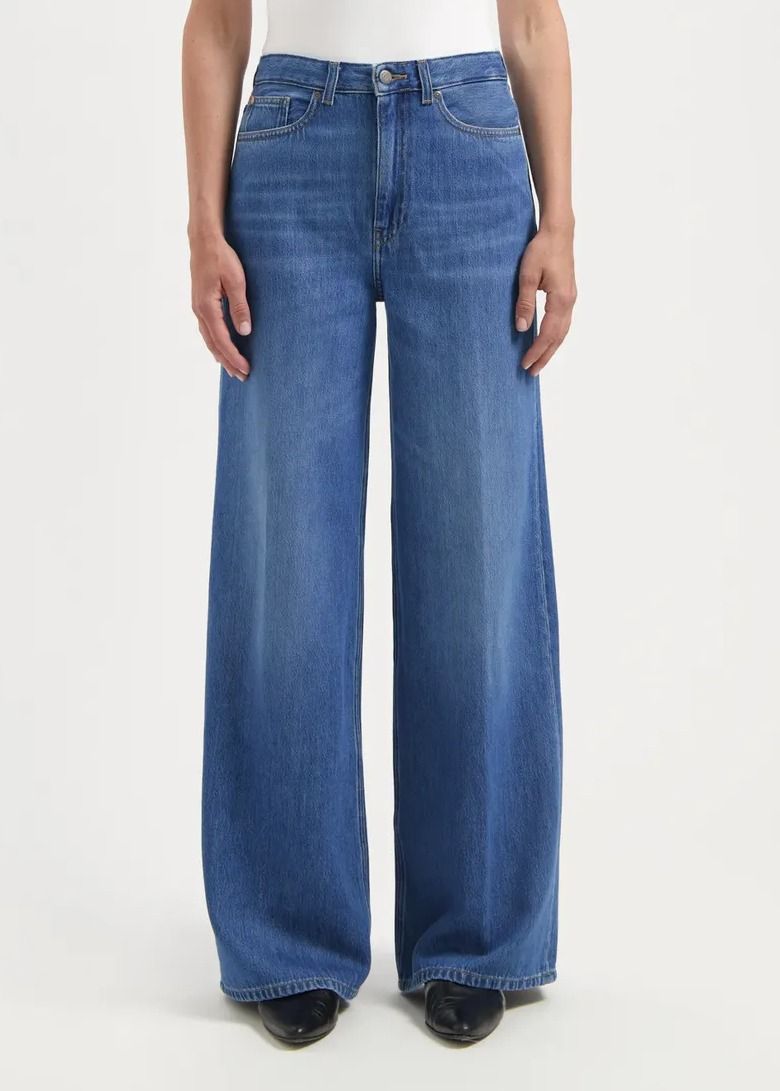 Jean ample fluide en coton bio et viscose recyclée | bleu "sara high loose flow -" | Medium vintage stone