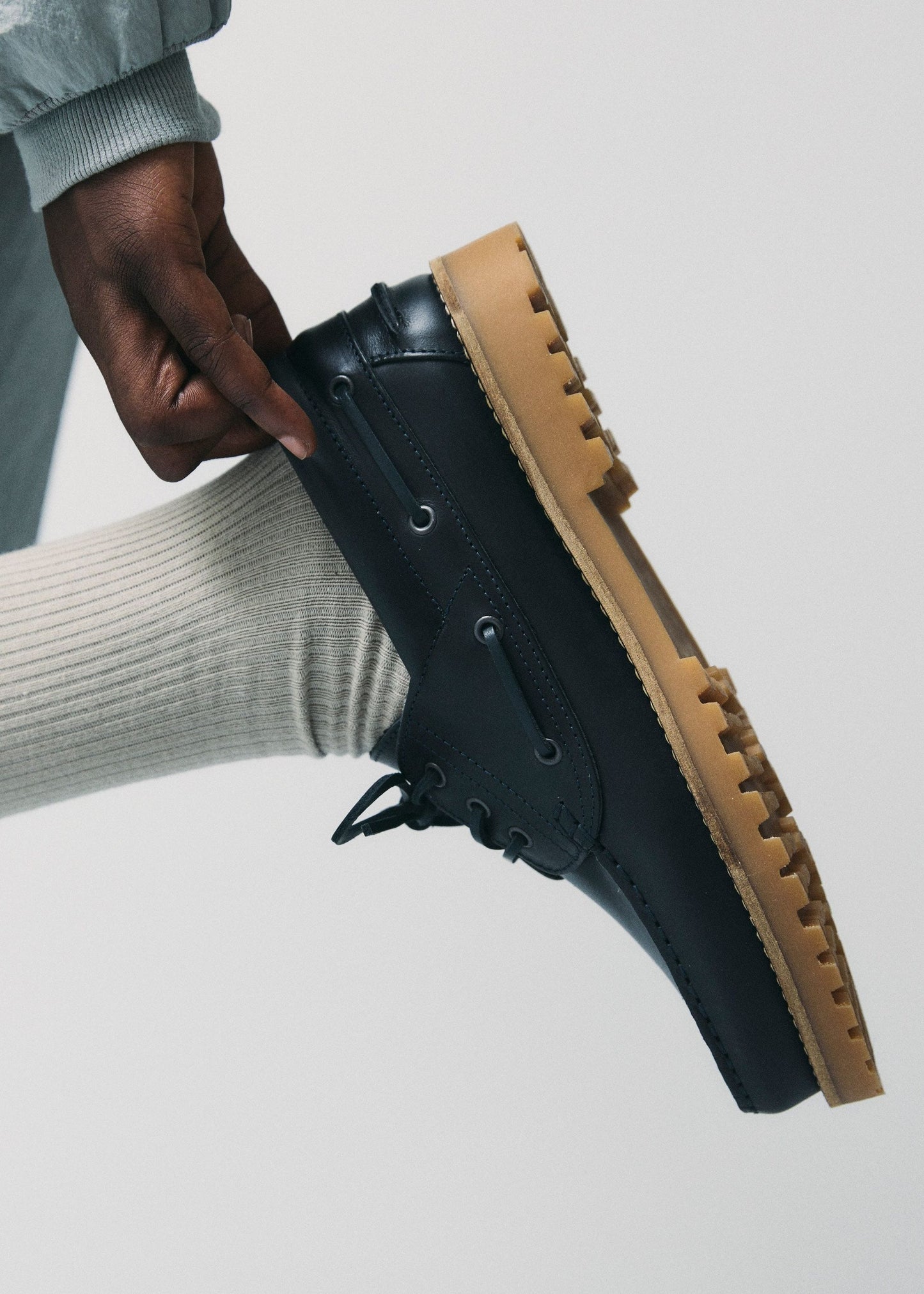 Chaussures bateau en cuir certifié | ollie boat shoe - navy leather | Bleu