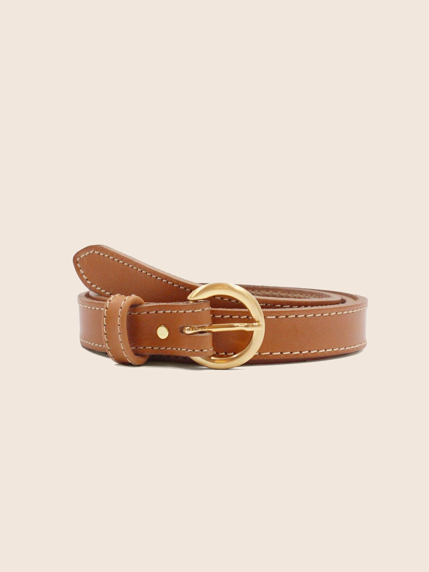 Ceinture en cuir certifié à tannage végétal | camel "boucle d'or" | Camel