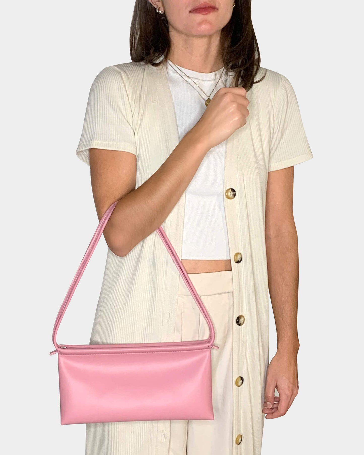 Sac baguette rose en recyclé - pink