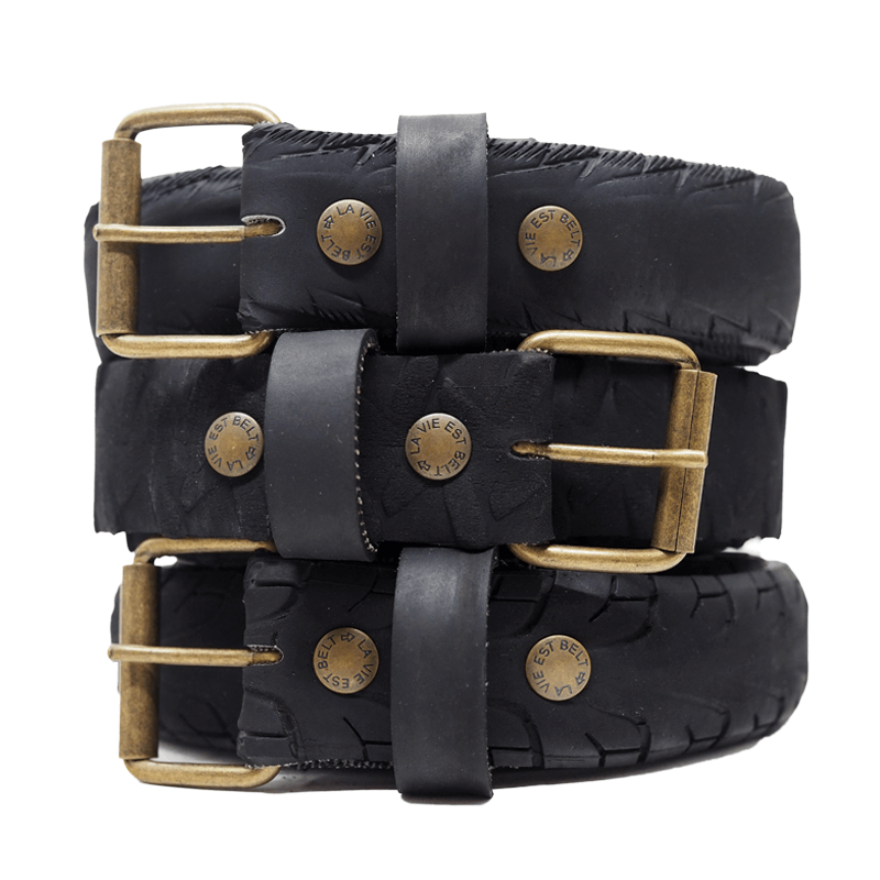 Ceinture upcyclée made in France | Noir "belt vélo noire moyenne"