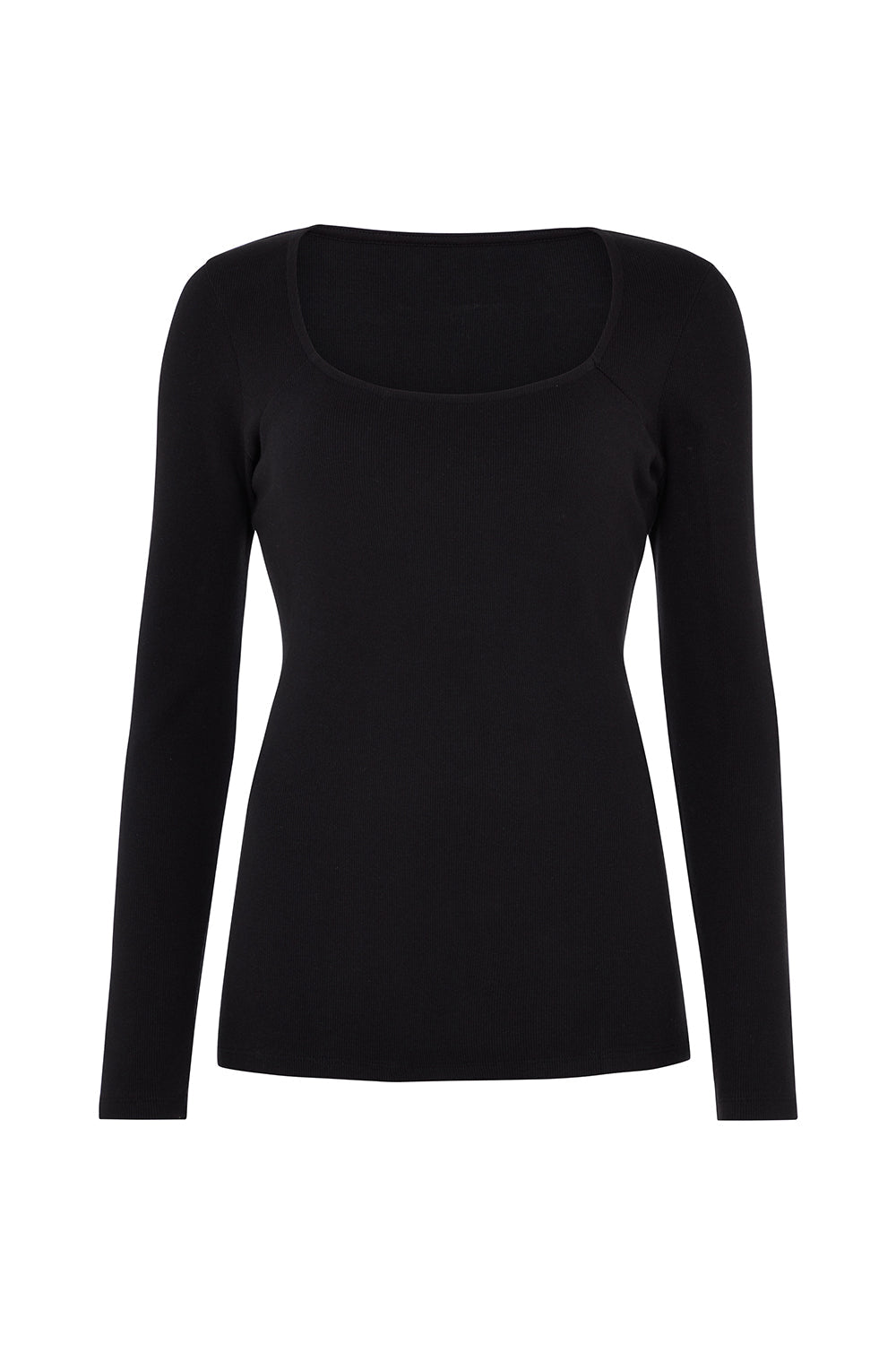 T-shirt manches longues côtelé noir en coton bio - betsy