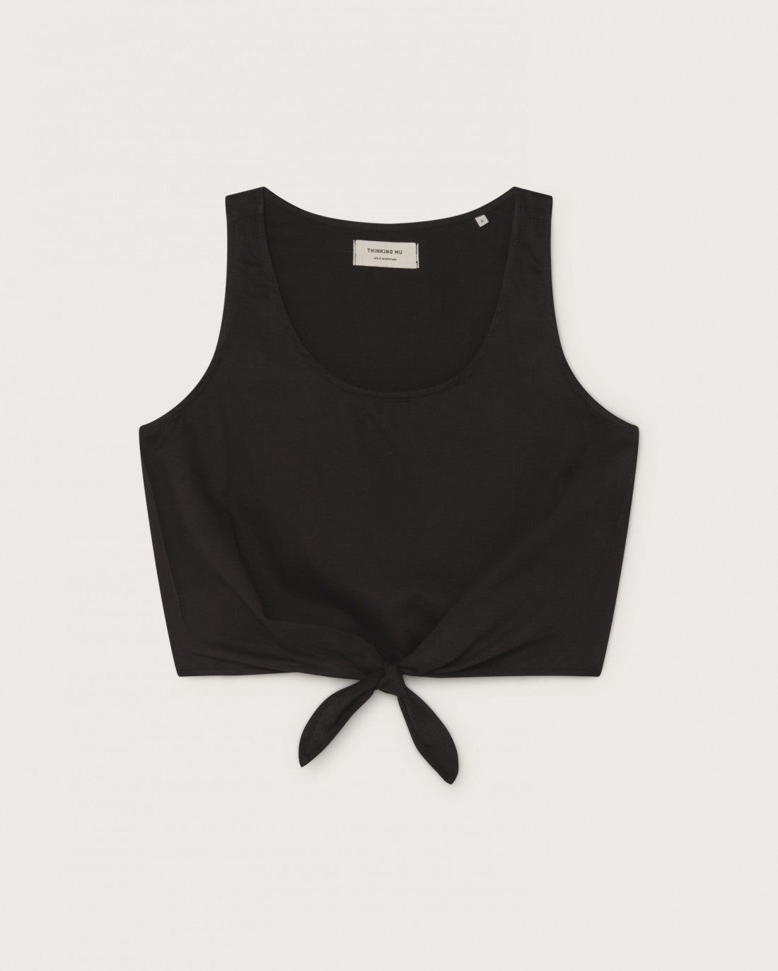 Crop top noeud noir en coton bio - Bambili