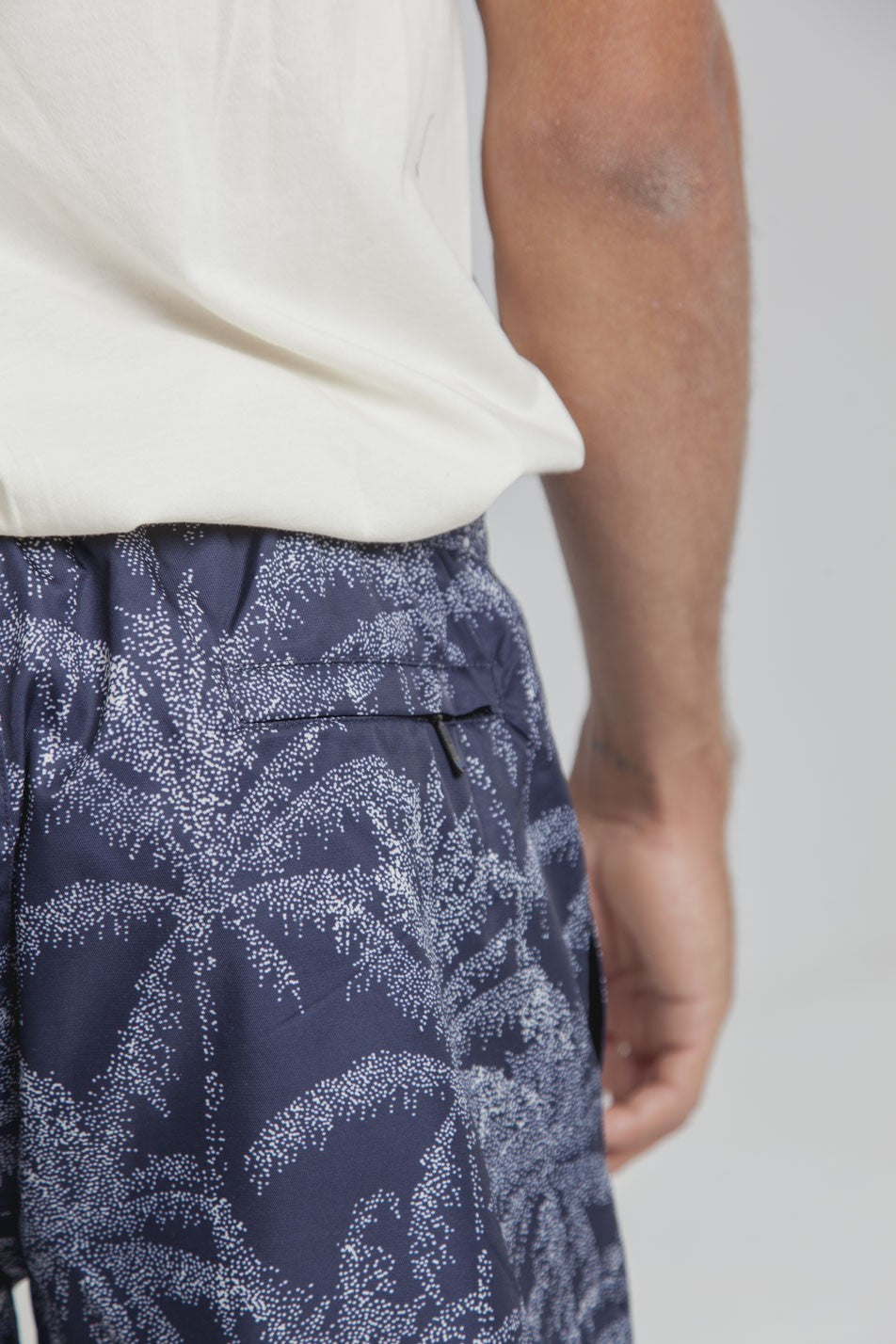 Short de bain imprimé marine en PET recyclé - Palmeras