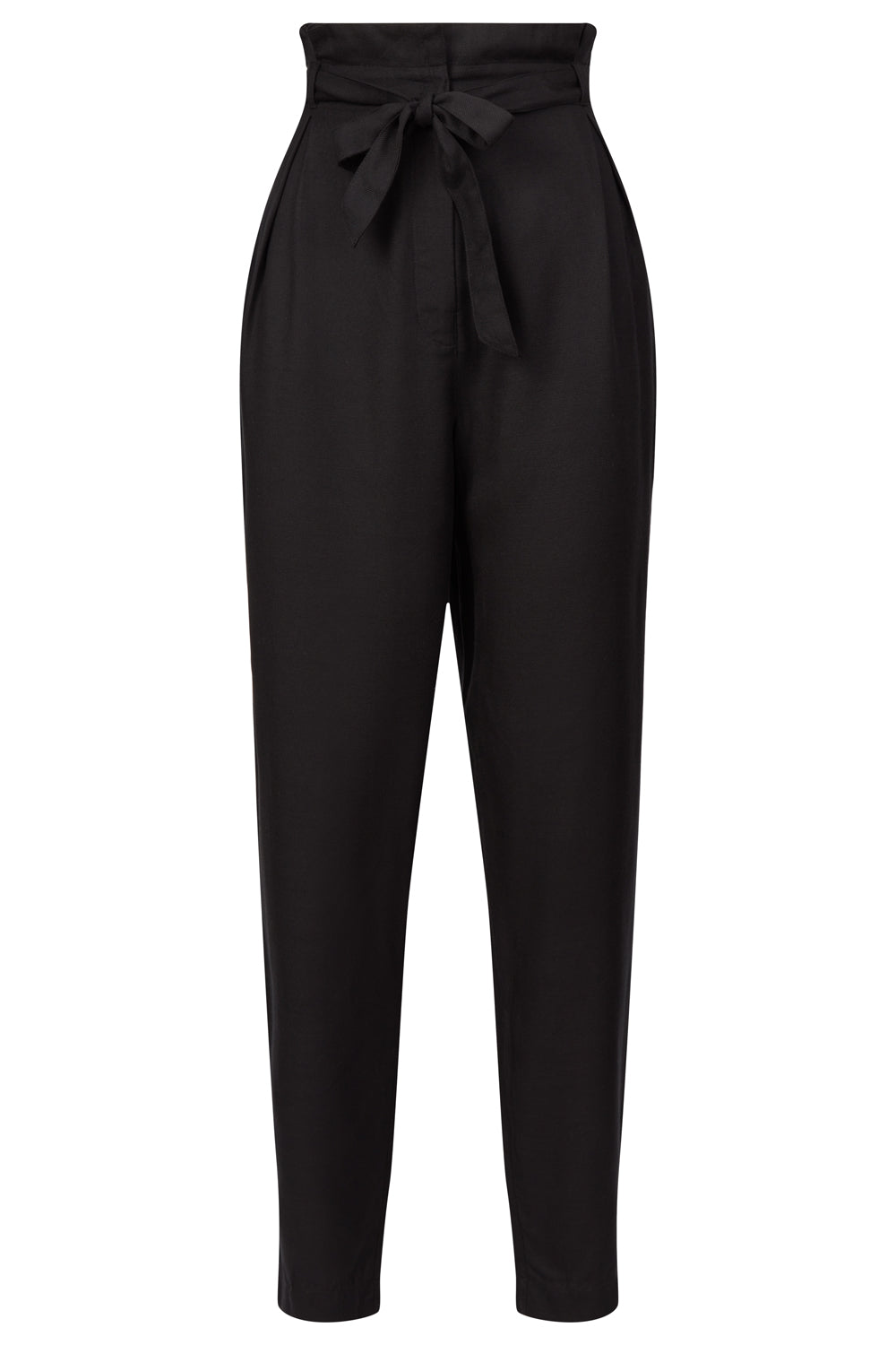 Pantalon à pinces noir en tencel - briar paperbag trousers black