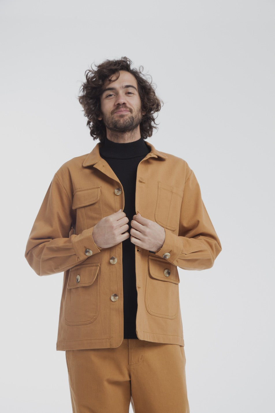Veste twill camel en coton bio - Safari