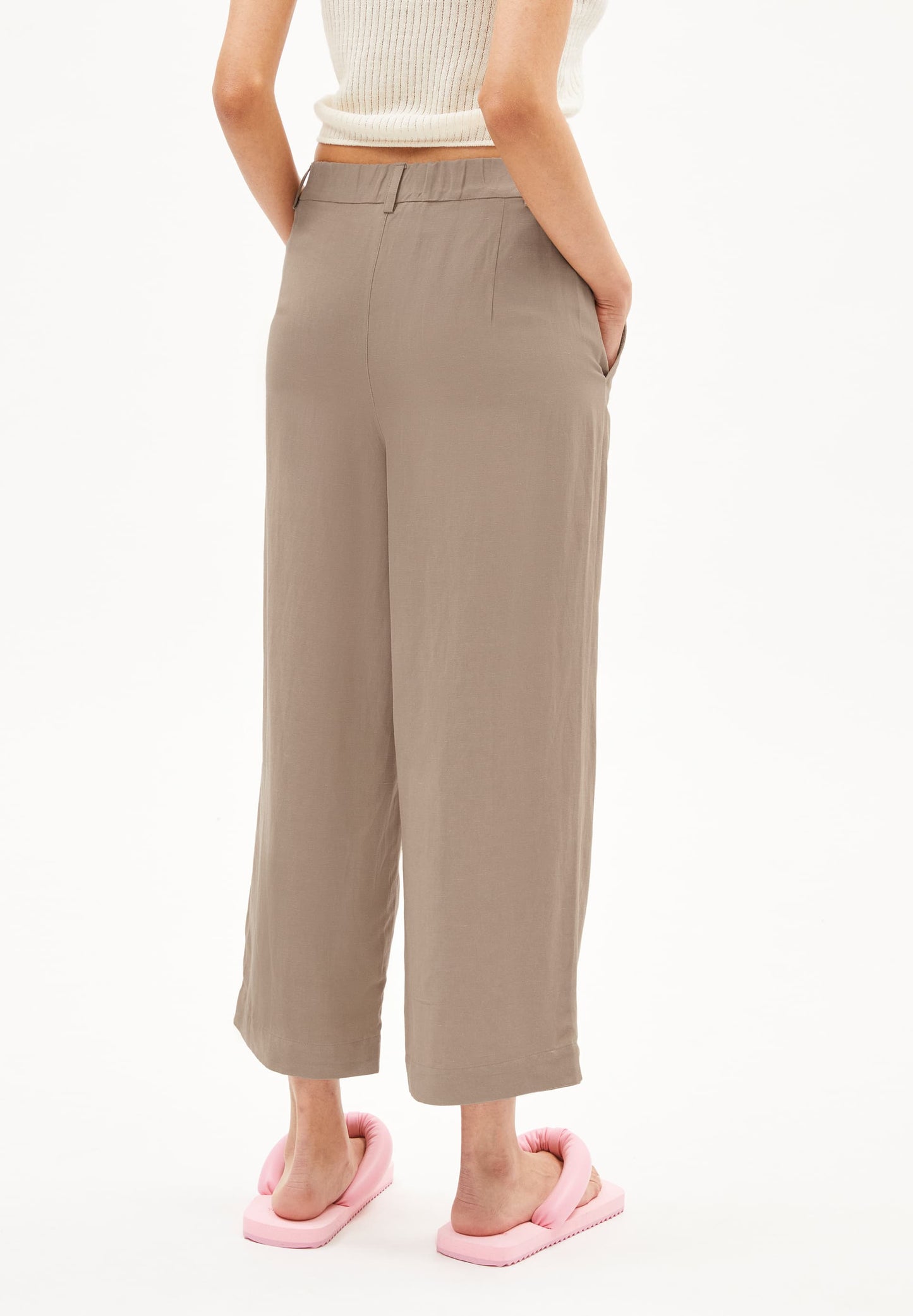 Pantalon ample en ecovero et lin | marron clair "caarunus lino - cinnamon dust"