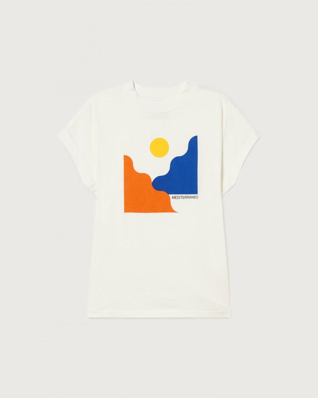 T-shirt blanc imprimé en coton bio - MEDITERRANEO T-SHIRT snow white