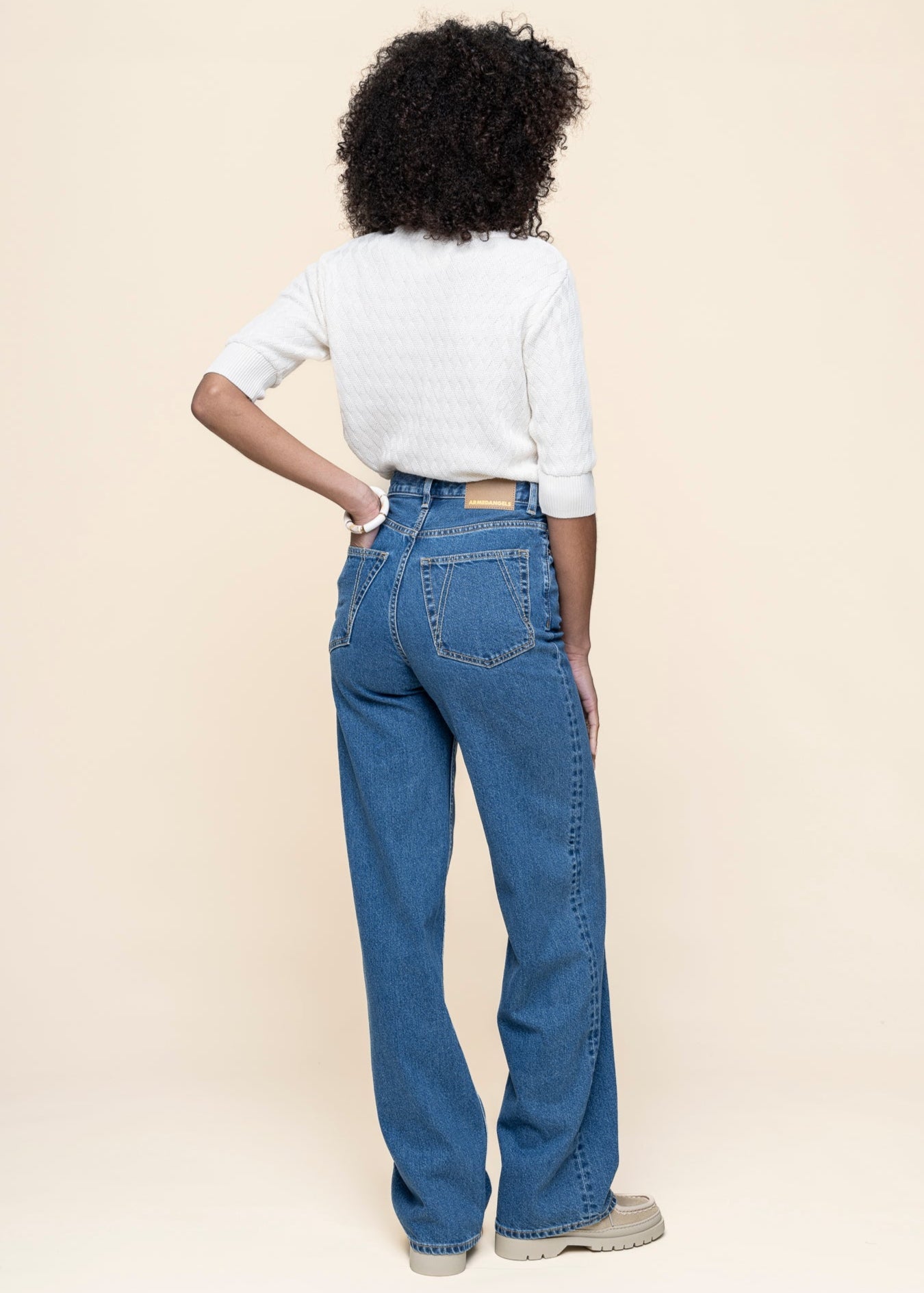 Jean droit large en coton recyclé | bleu "enijaa - daydream"