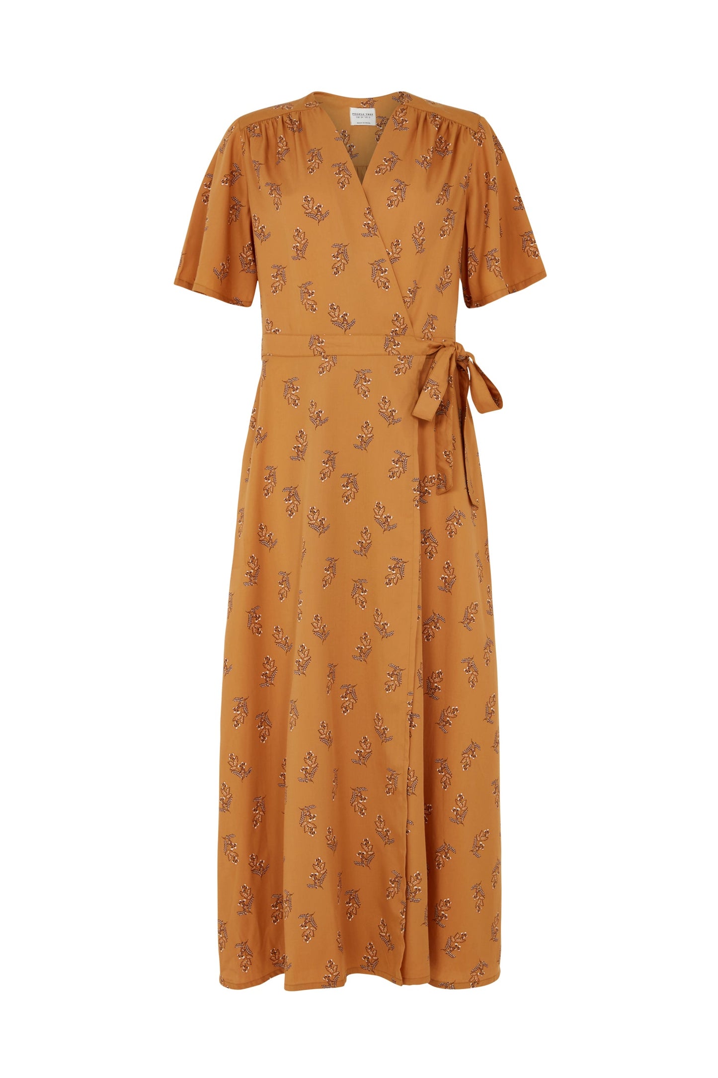 Robe longue orange à imprimé floral en tencel - Caroline