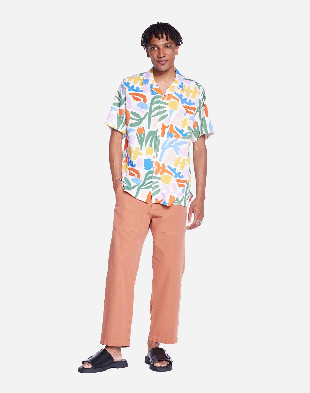 Chemise manches courtes en tencel | multicolore "aloha garden"