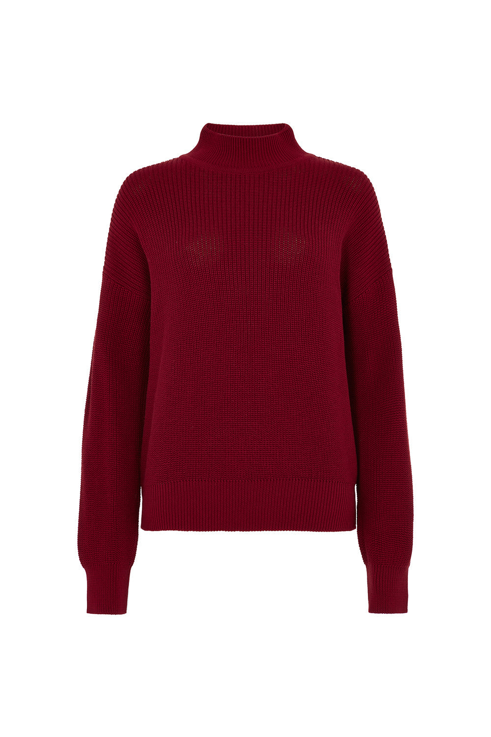 Pull col cheminée rouge en coton bio - Cody red
