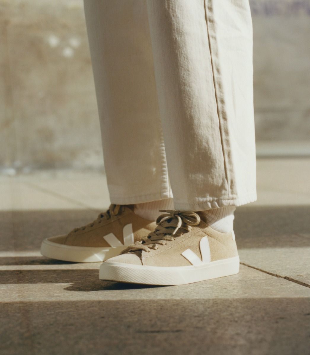Baskets en suède et cuir sans chrome | beige "campo suede dune_white"