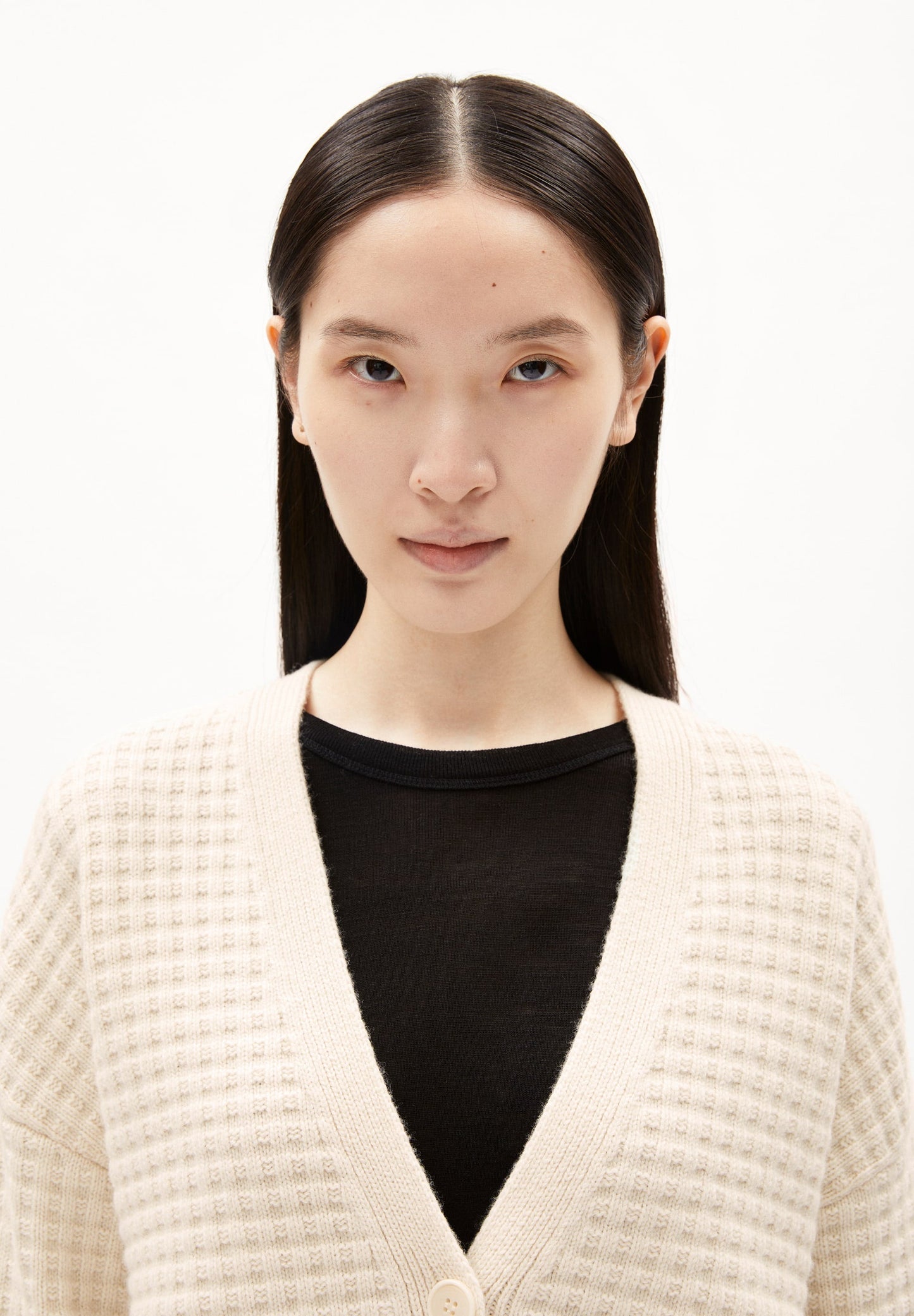Cardigan en laine et coton bio | beige "damiraa lanacot - oatmilk"